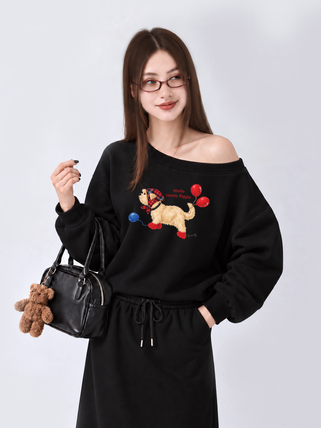 Áo Sweater Lệch Vai Nỉ Hai Da Made Honey Biggie