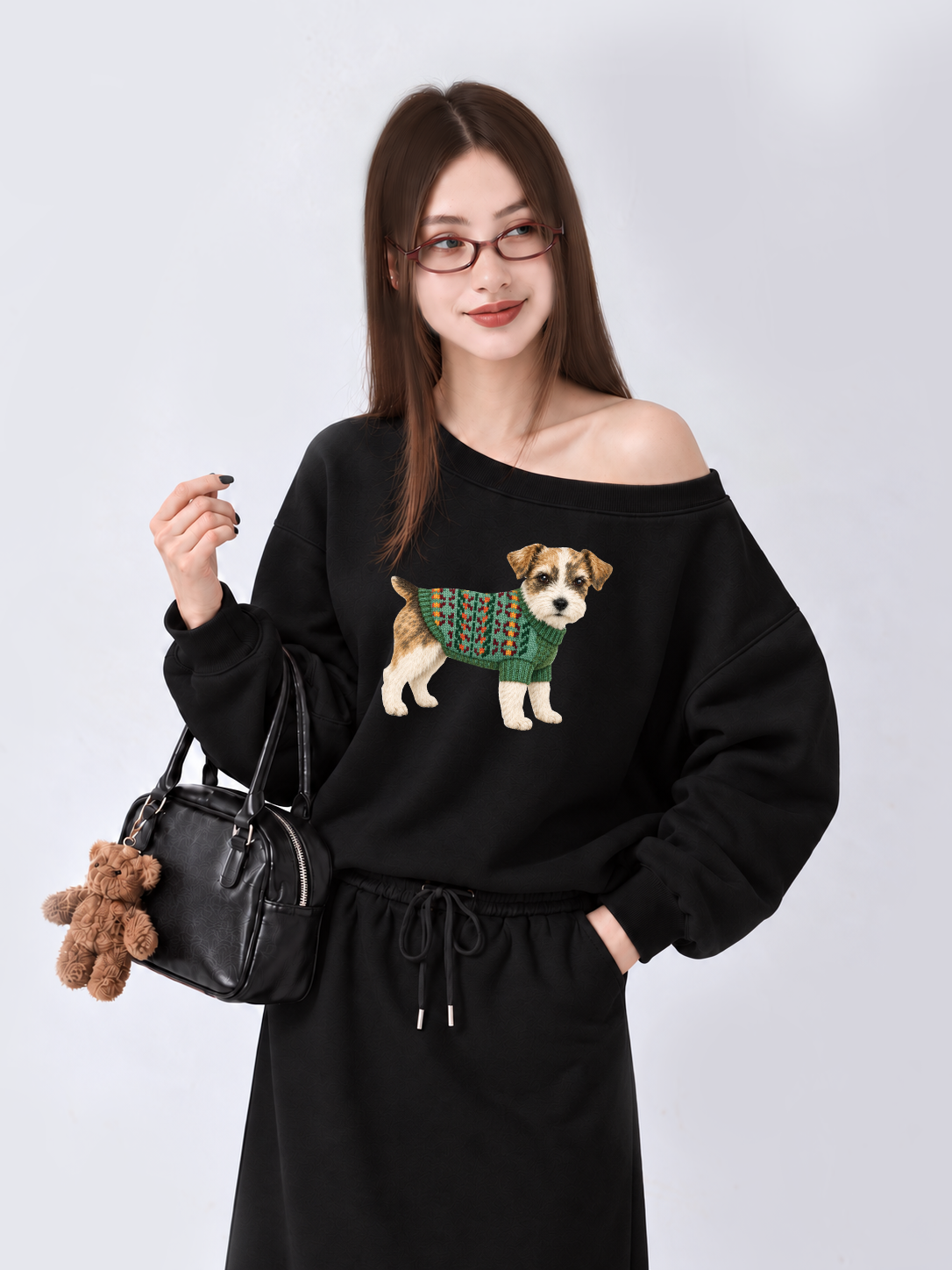 Áo Sweater Lệch Vai Nỉ Hai Da Little Buddy