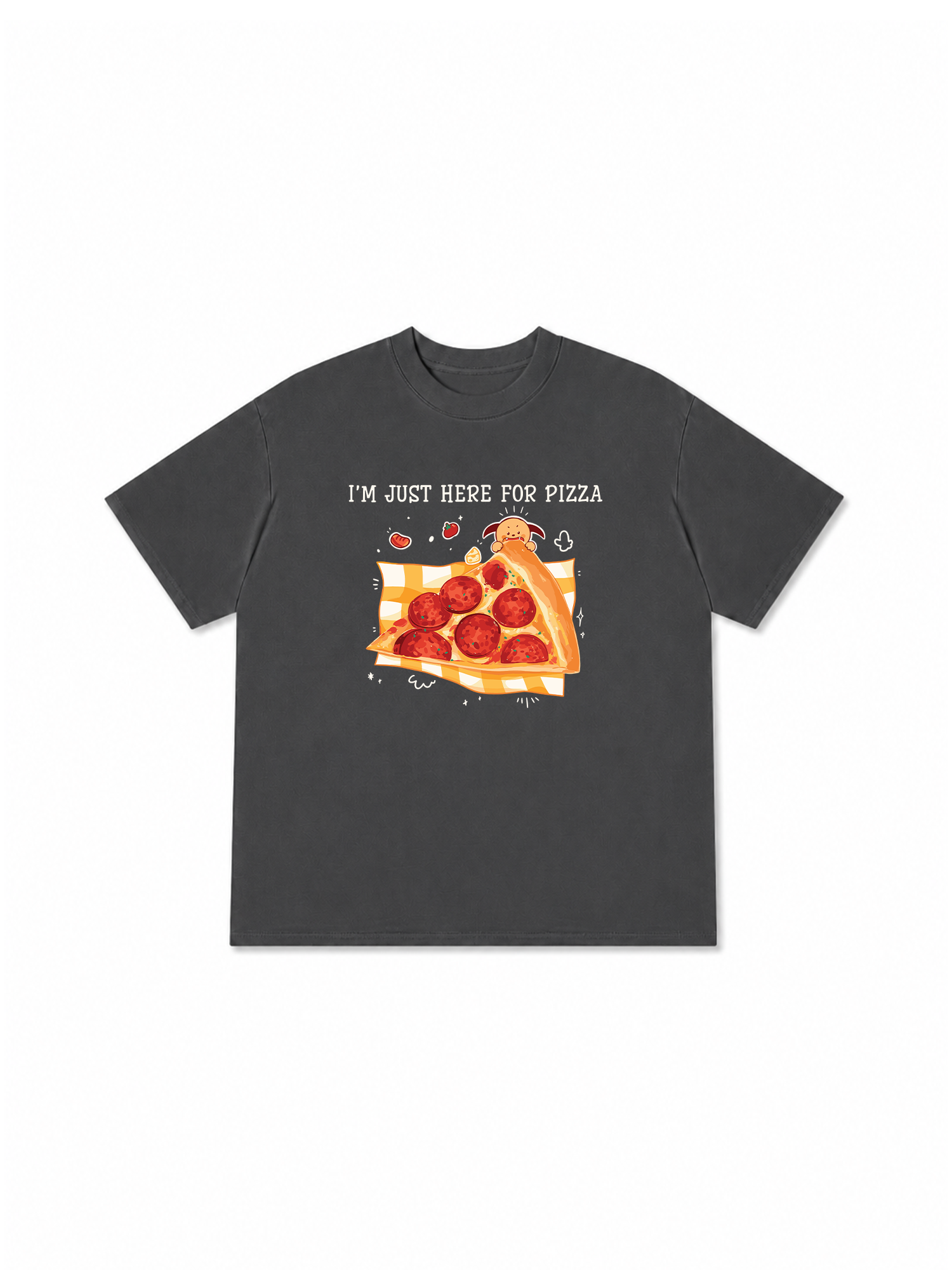 Áo Thun Relaxed Fit Yummy Mood I Just Here For Pizza