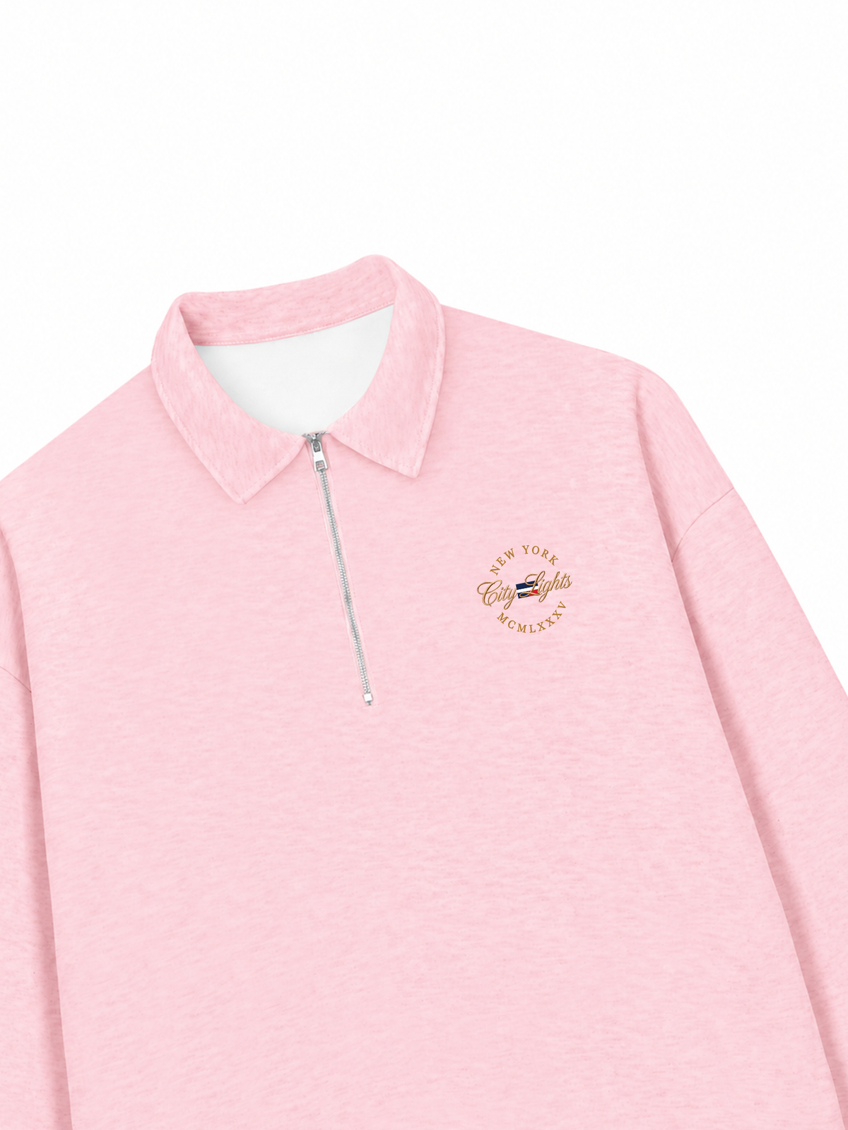 Áo Sweater Polo Nỉ Hai Da City Lights New York