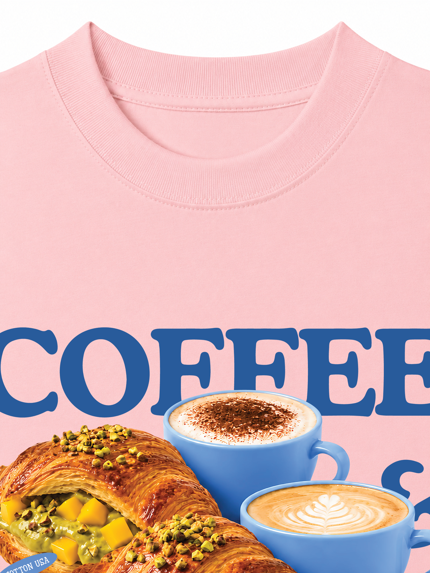 Áo Thun Relaxed Fit Yummy Mood Coffee Croissant