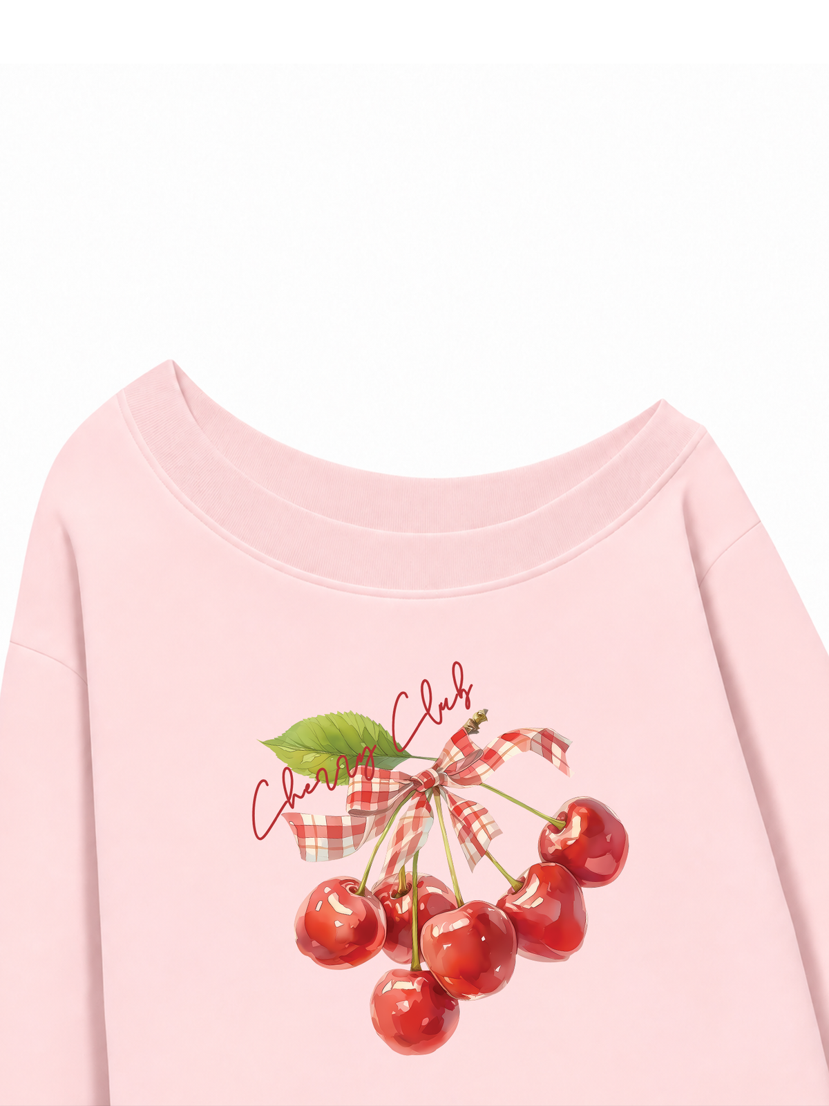 Áo Sweater Lệch Vai Nỉ Hai Da Cherry Red Cherry Club