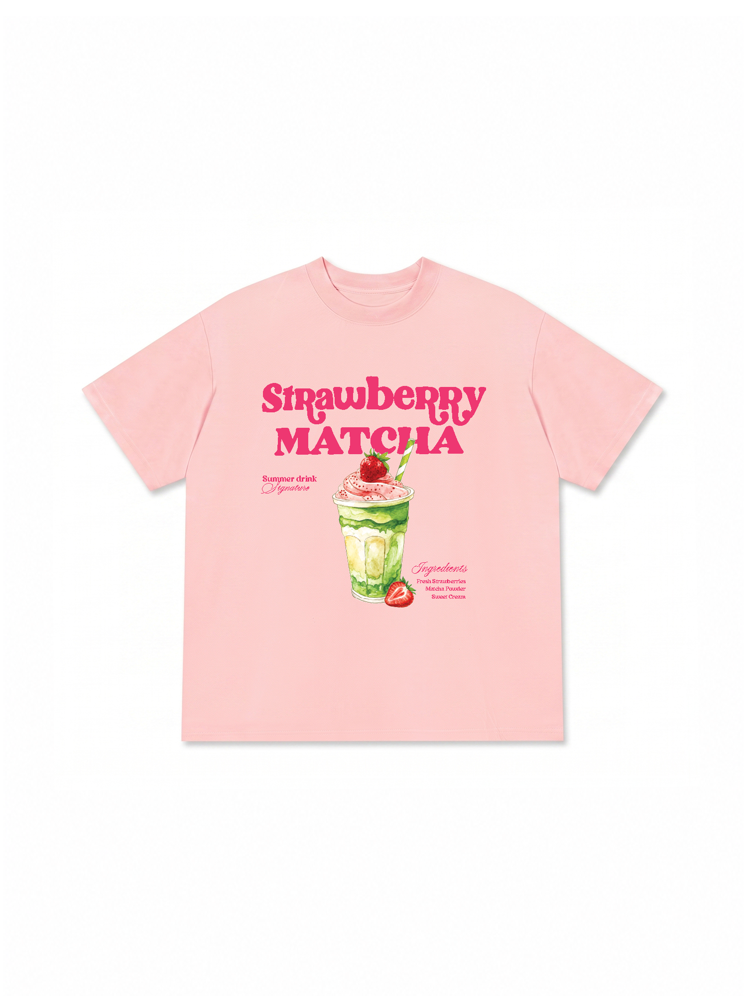 Áo Thun Relaxed Fit Daily Cup Strawberry Matcha