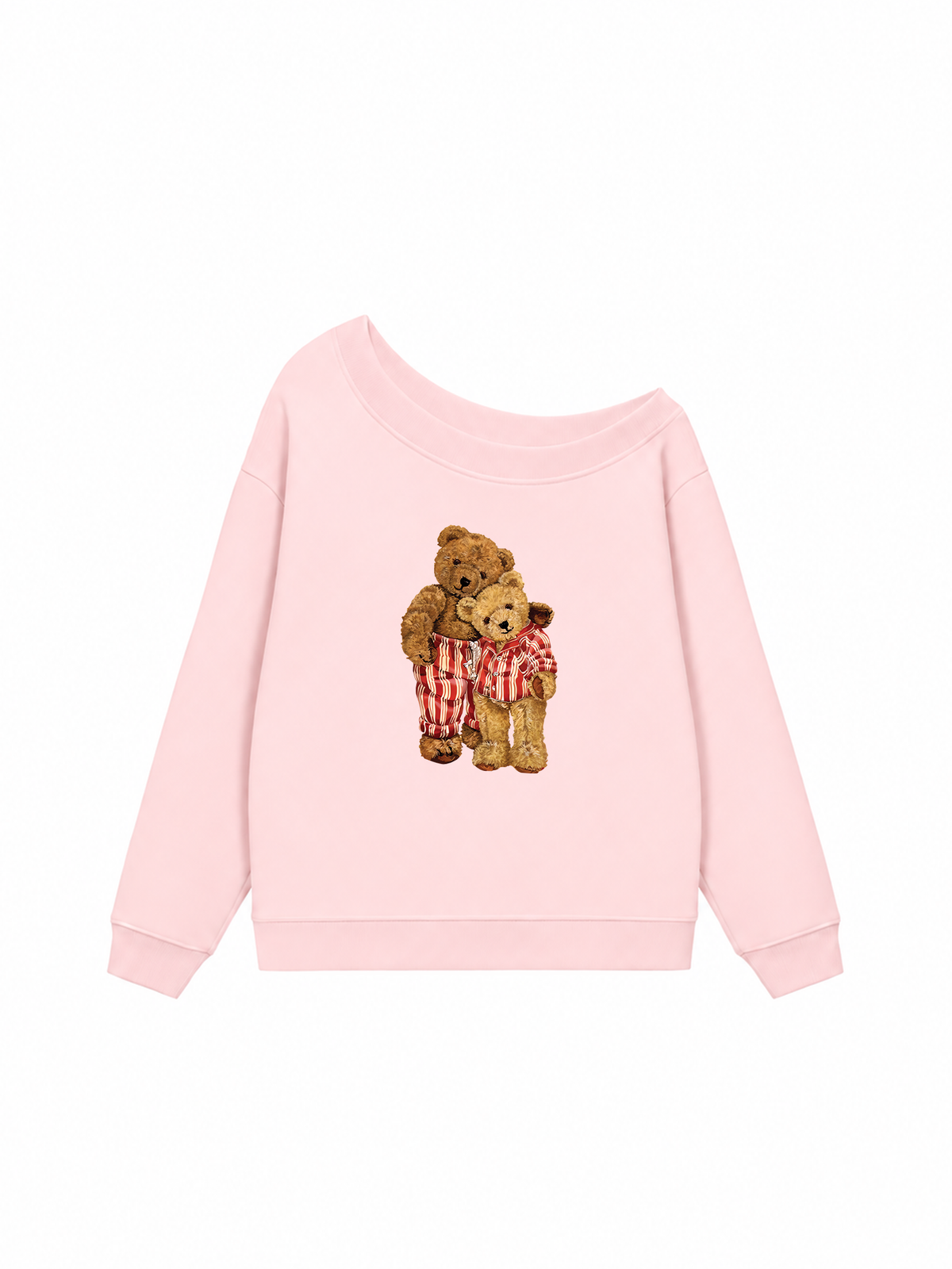 Áo Sweater Lệch Vai Nỉ Hai Da Couple Bear Go To Bed