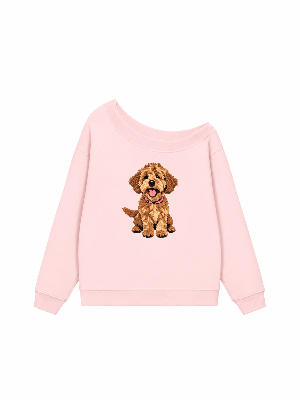 Áo Sweater Lệch Vai Nỉ Hai Da Cute Brown Puppy