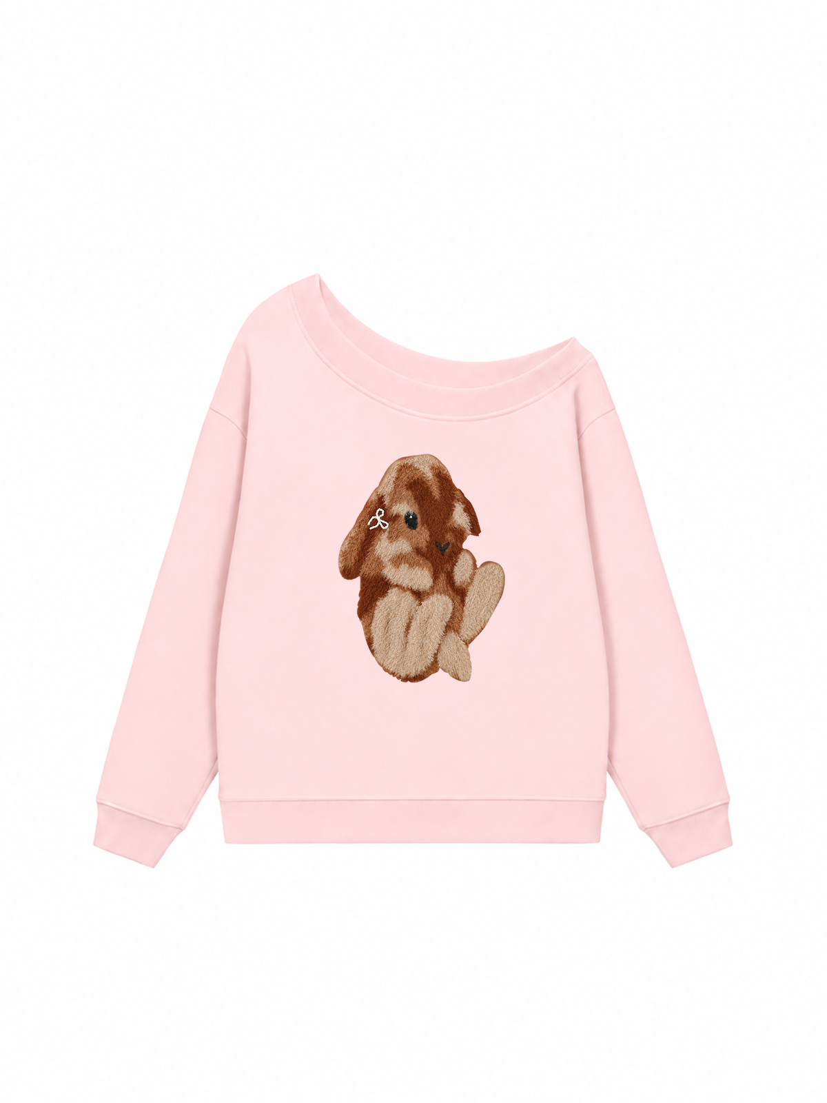 Áo Sweater Lệch Vai Nỉ Hai Da Cute Bunny