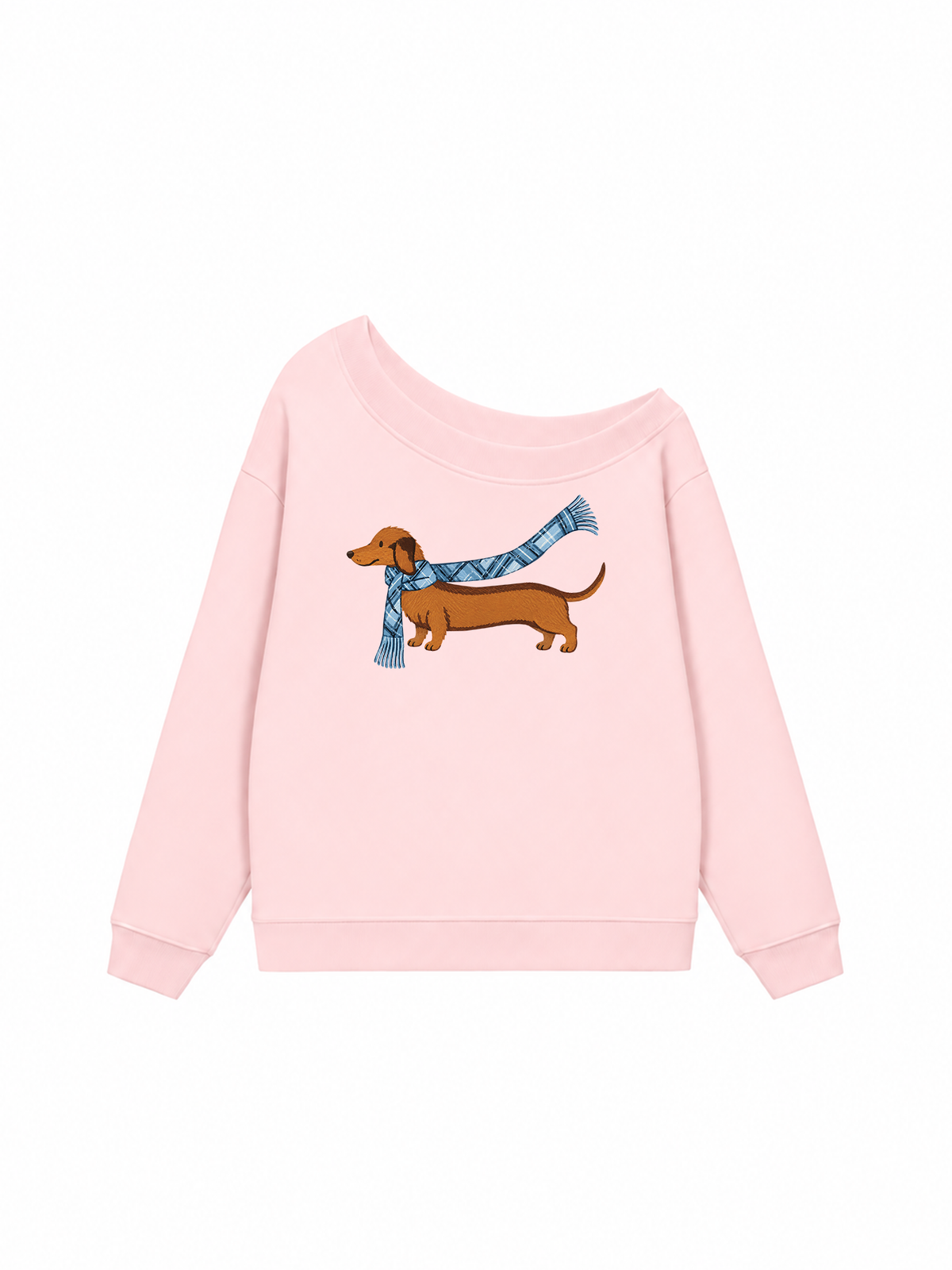 Áo Sweater Lệch Vai Nỉ Hai Da Blue Plaid Outfit Puppy