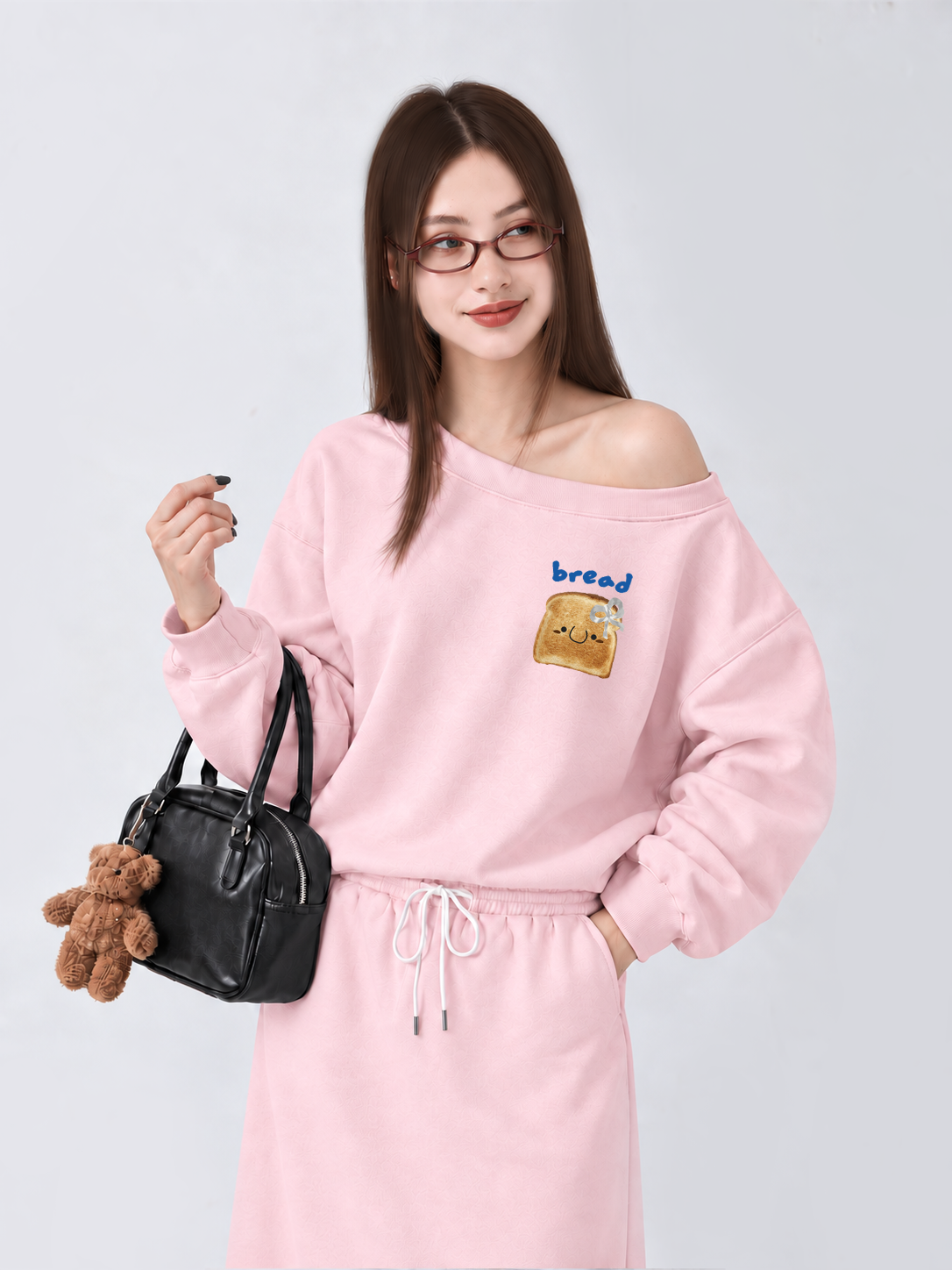 Áo Sweater Lệch Vai Nỉ Hai Da Bread With Bow