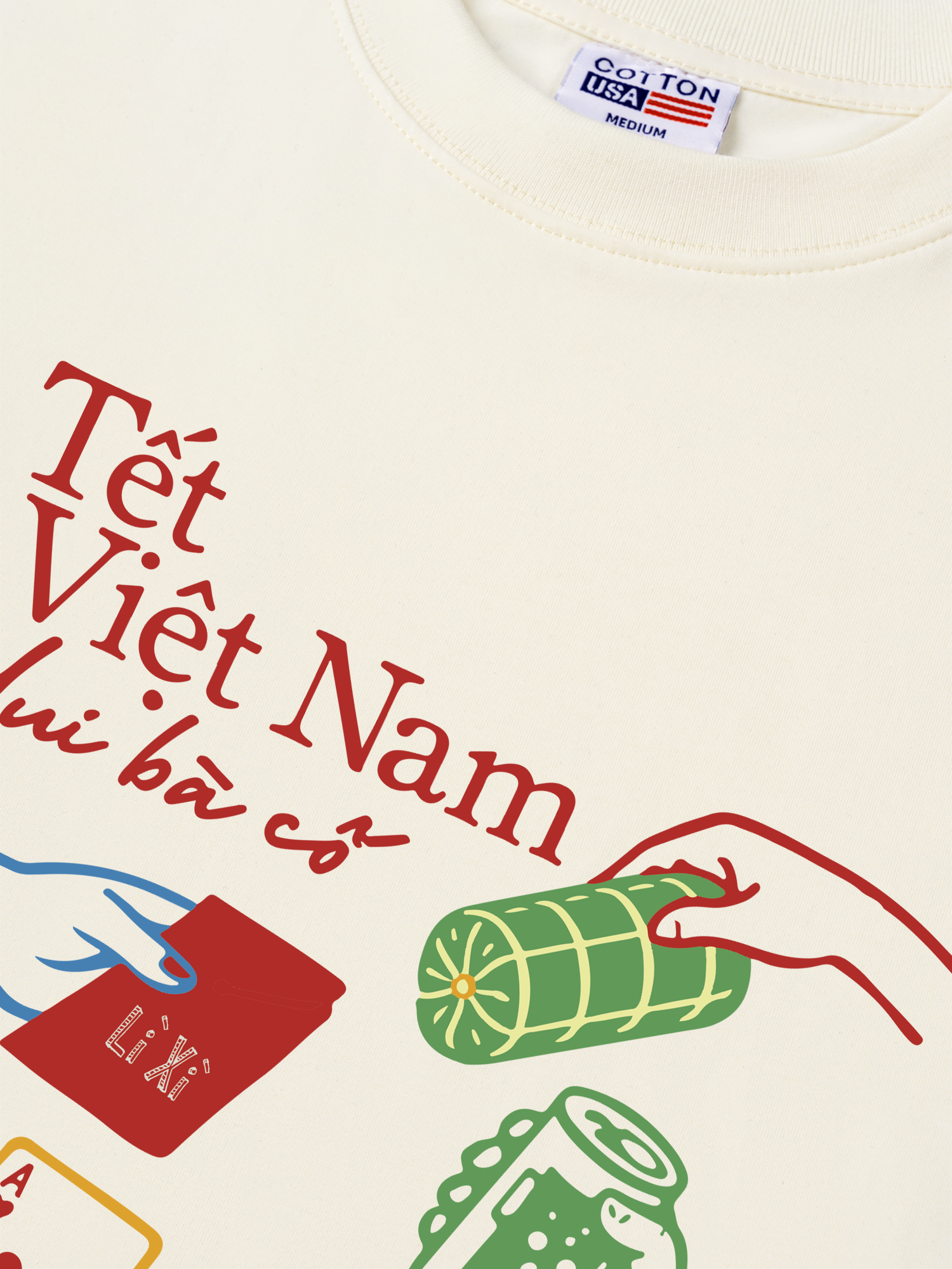 Áo Thun Relaxed Fit Tết Việt Nam Dui Bà Cố