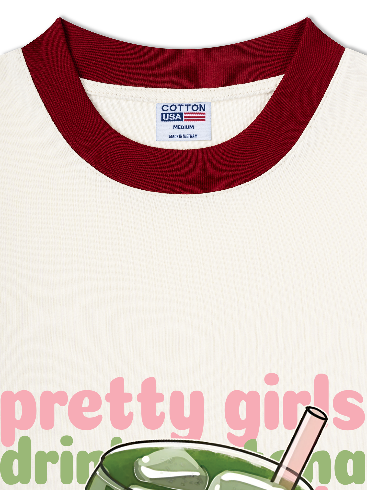 Áo Thun Ringer Relaxed Fit Pretty Girls Drink Matcha