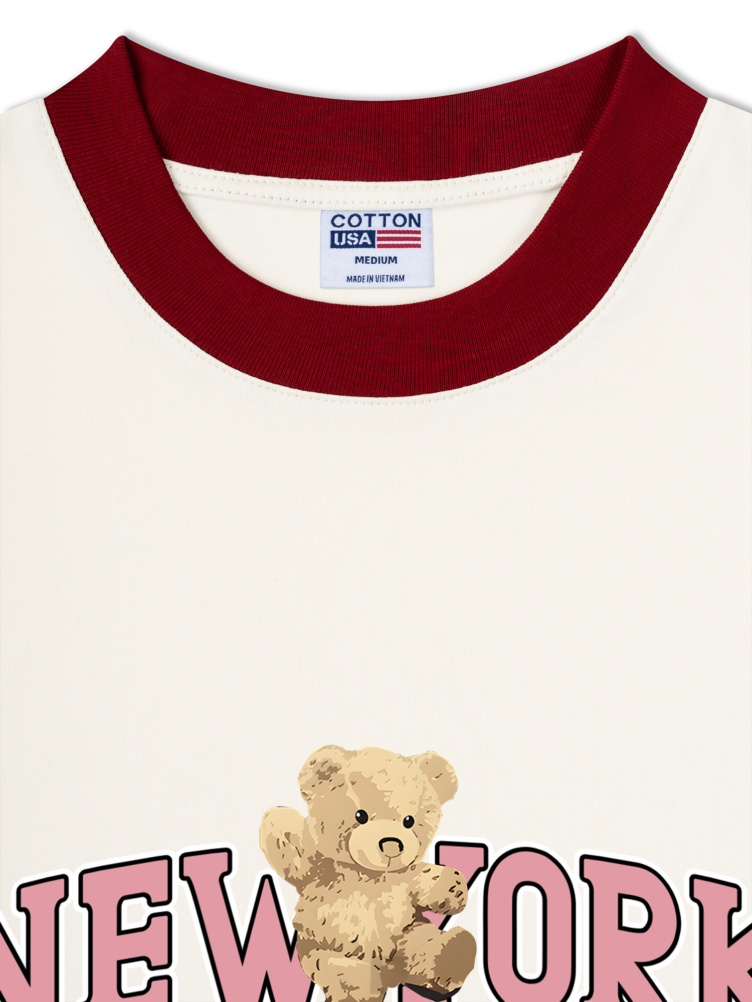 Áo Thun Ringer Relaxed Fit City Pink New York Bear