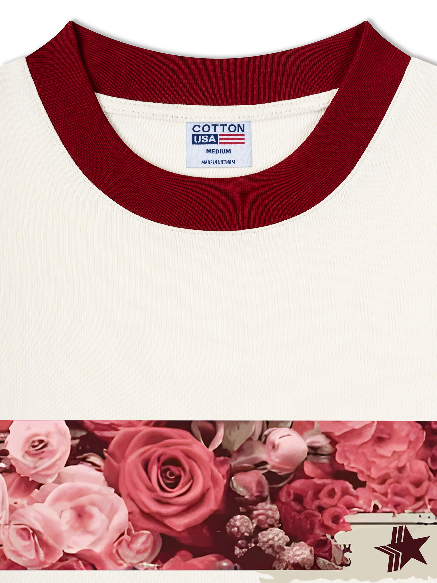 Áo Thun Ringer Relaxed Fit Trending Floral Cotton Usa