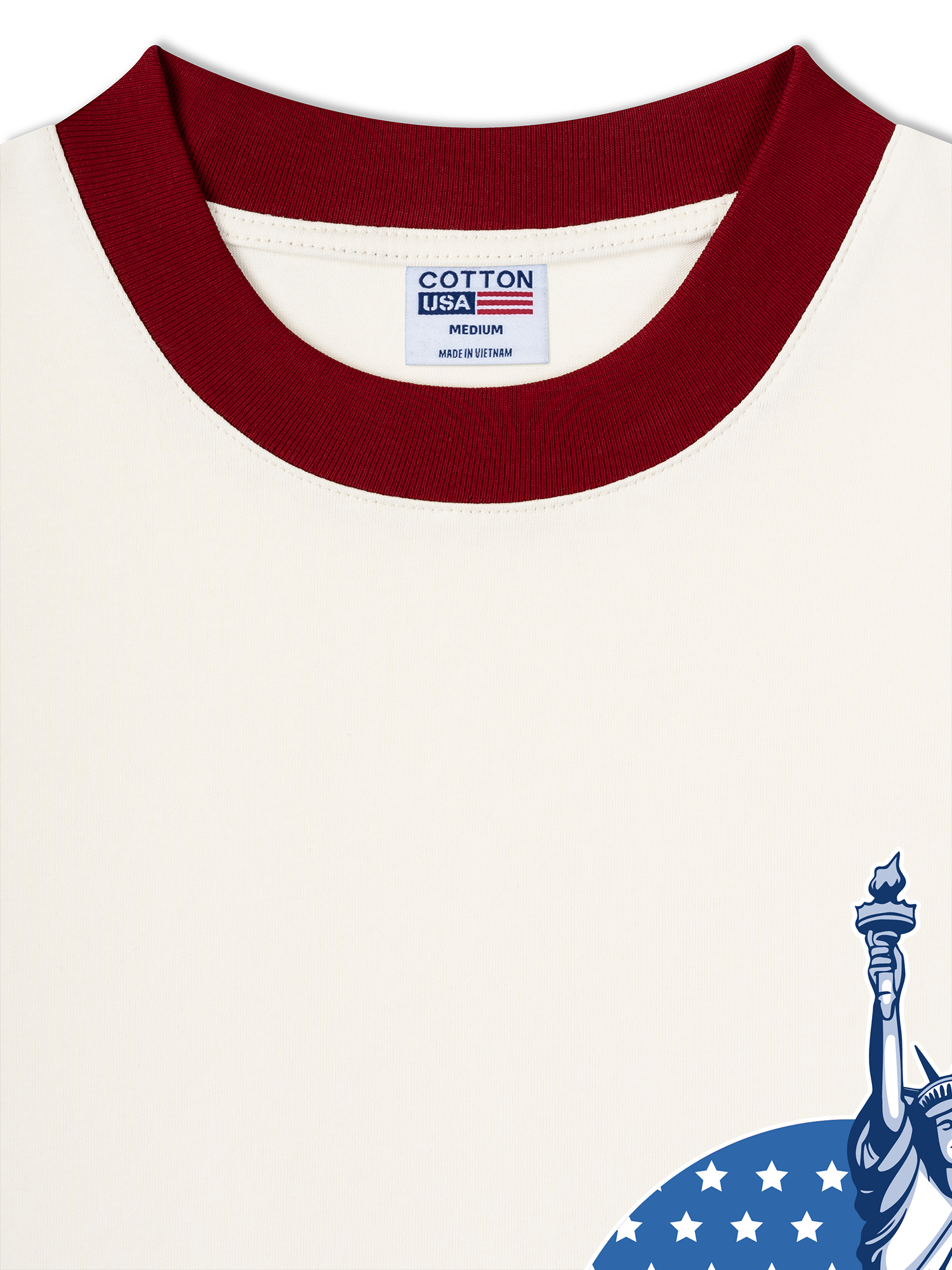 Áo Thun Ringer Relaxed Fit USA Statue Of Liberty