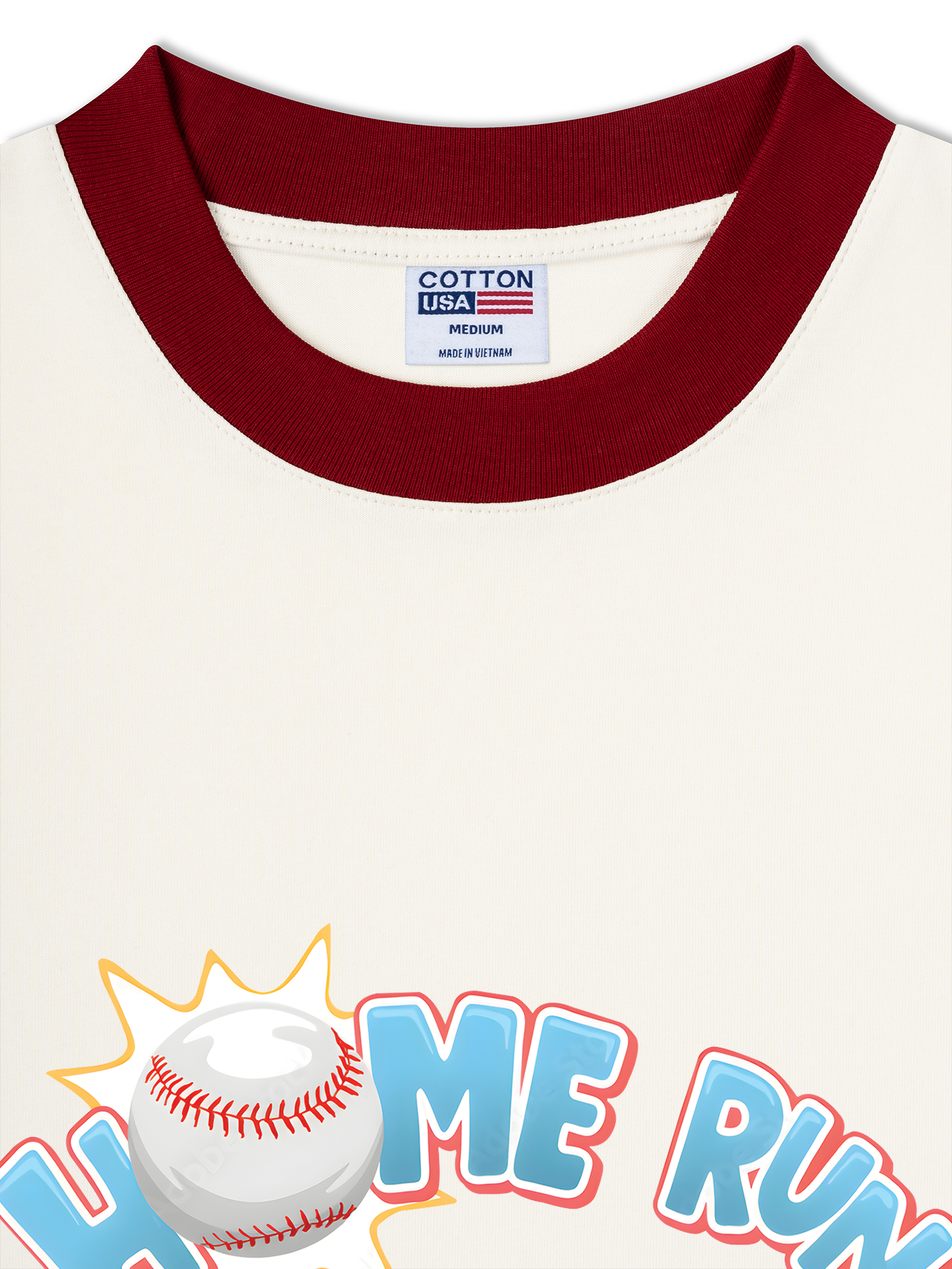 Áo Thun Ringer Relaxed Fit Baseball Home Run Teddy Bear