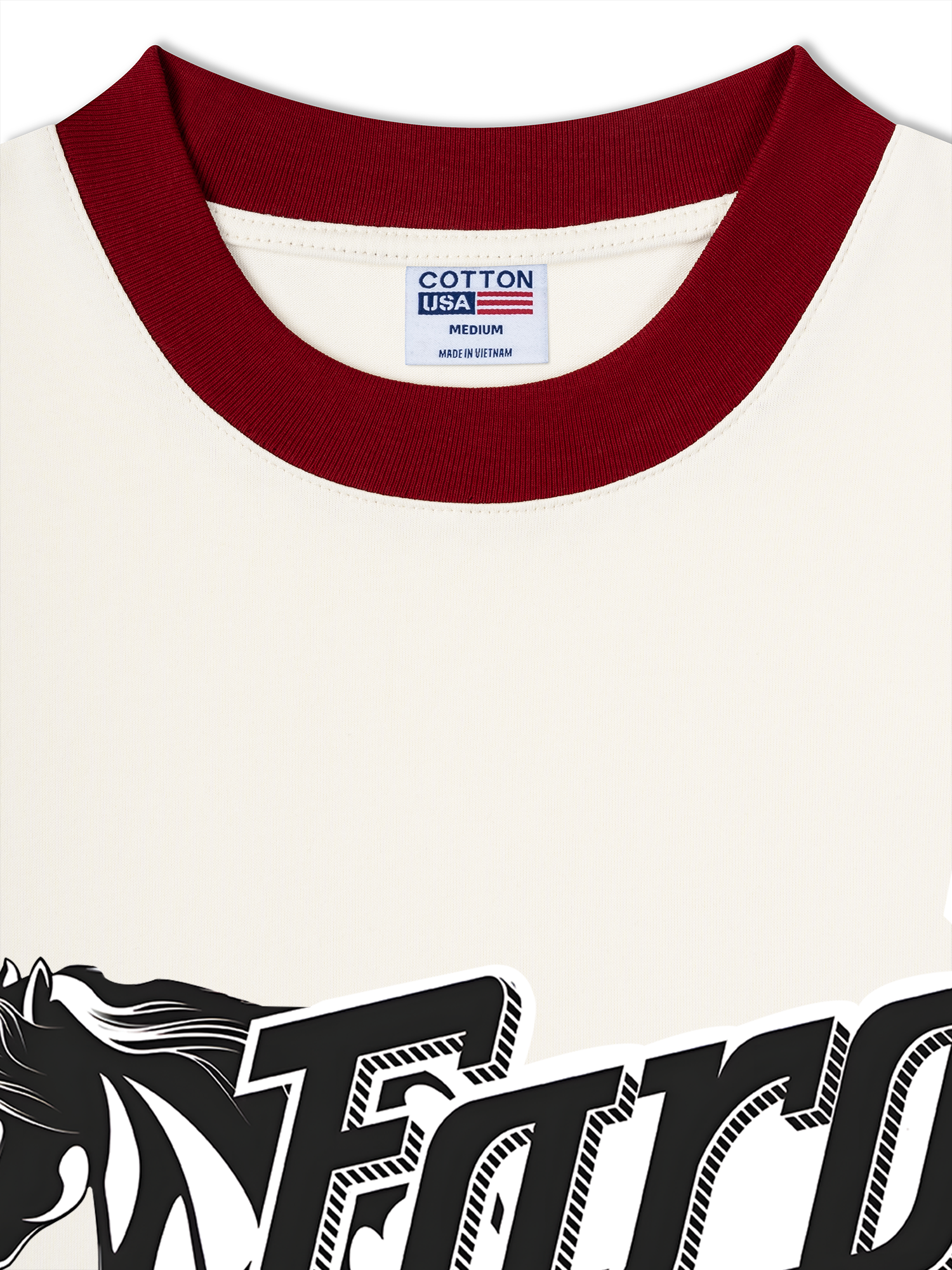 Áo Thun Ringer Relaxed Fit Mustang Black Horse Logo