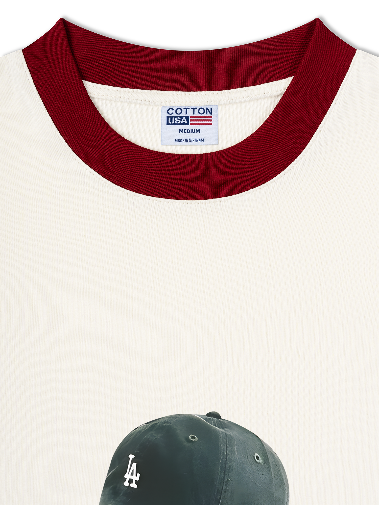 Áo Thun Ringer Relaxed Fit USA Los Ageles Green Hat