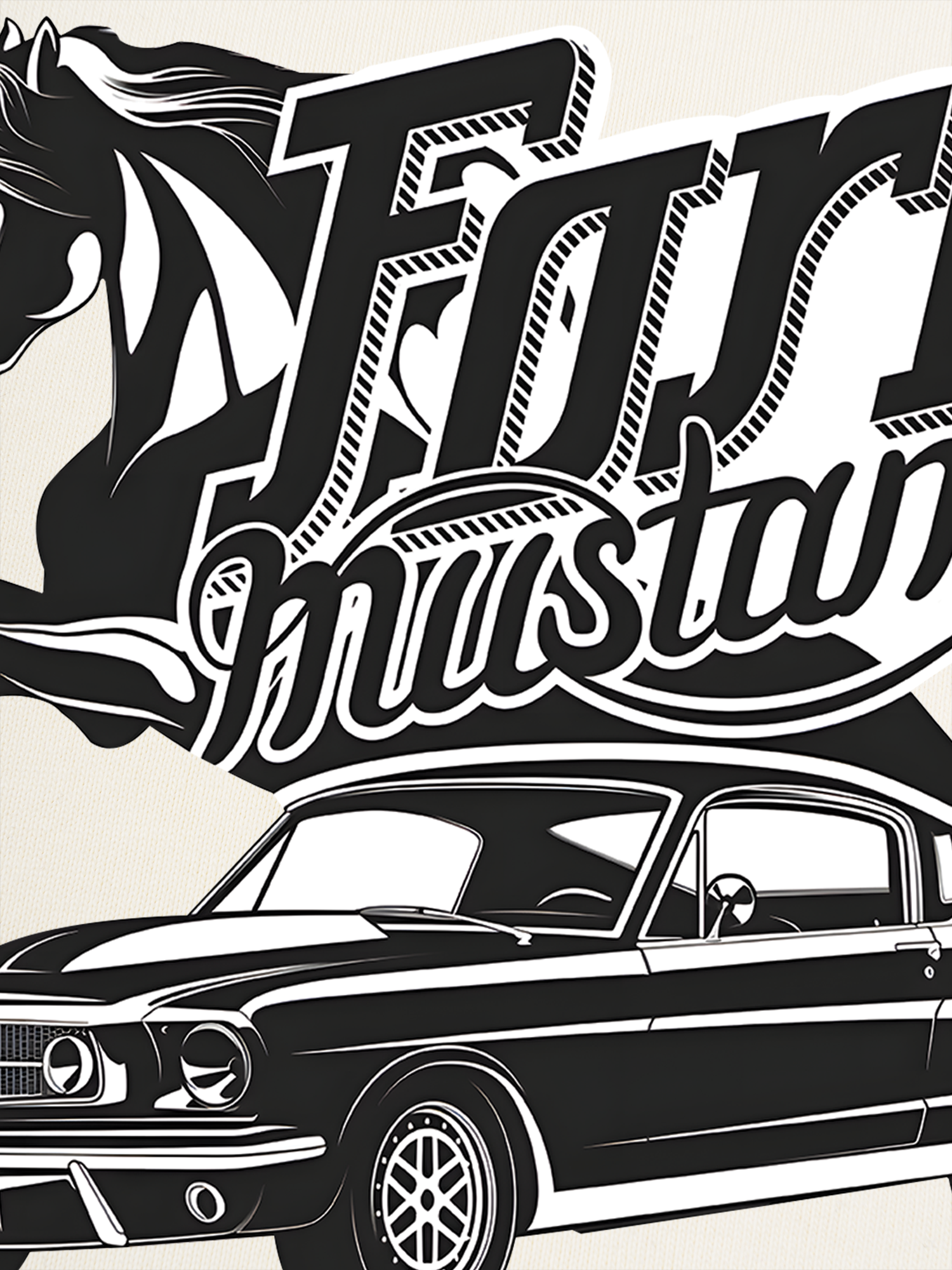 Áo Thun Ringer Relaxed Fit Mustang Black Horse Logo