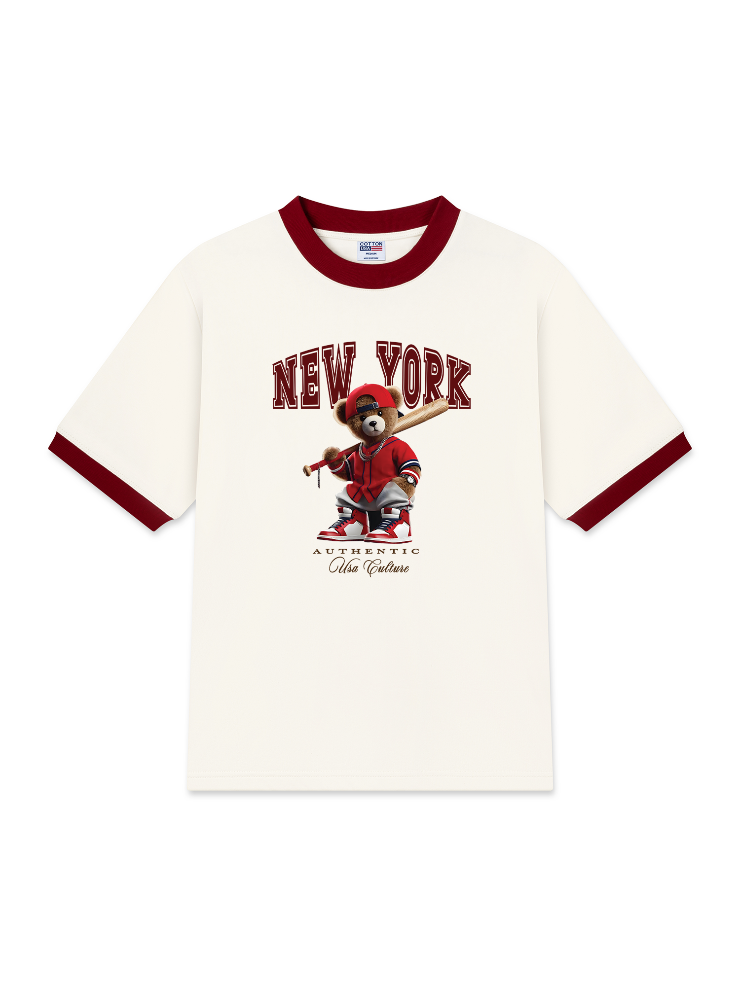 Áo Thun Ringer Relaxed Fit Baseball Authentic Teddy