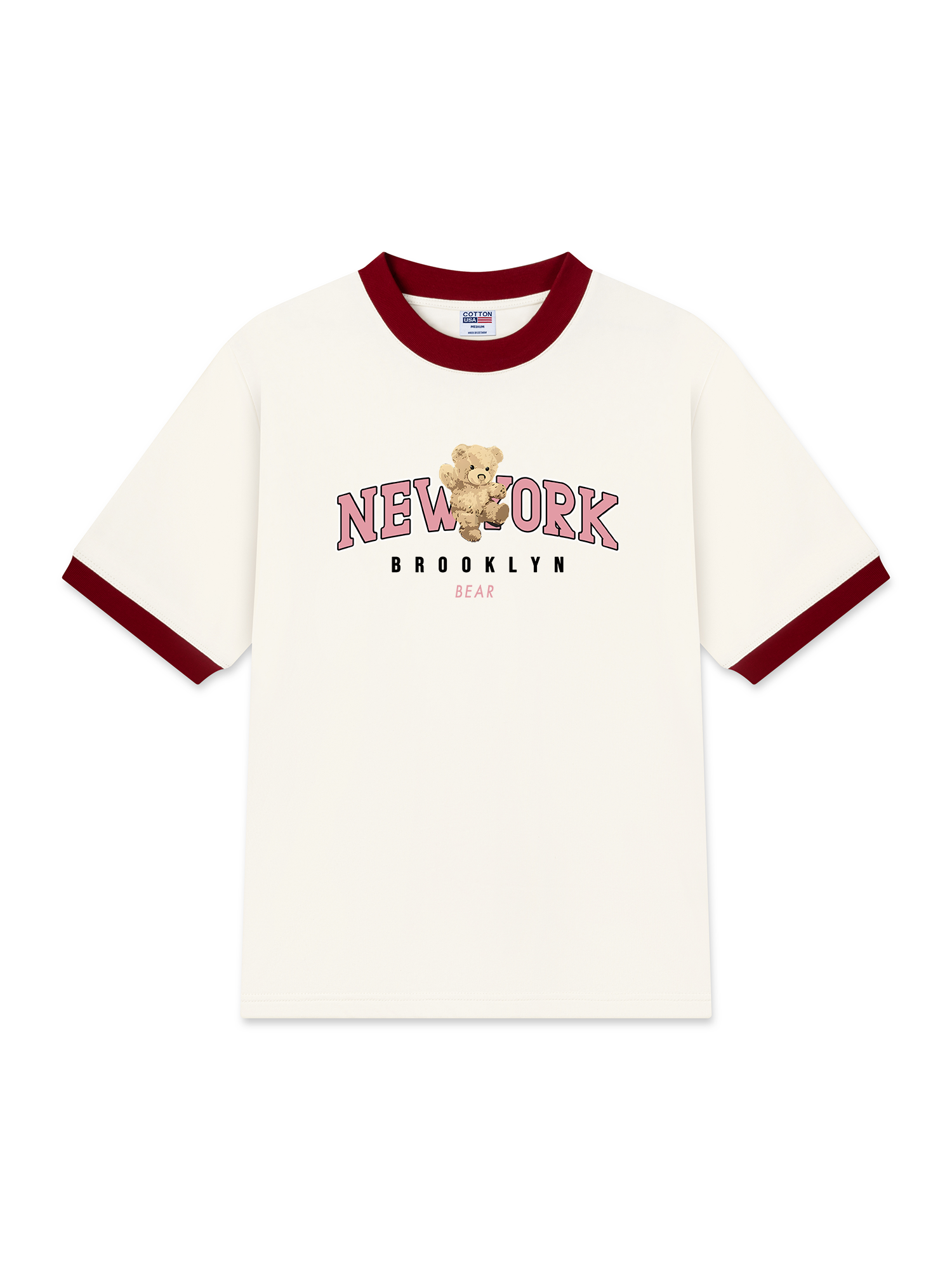 Áo Thun Ringer Relaxed Fit City Pink New York Bear