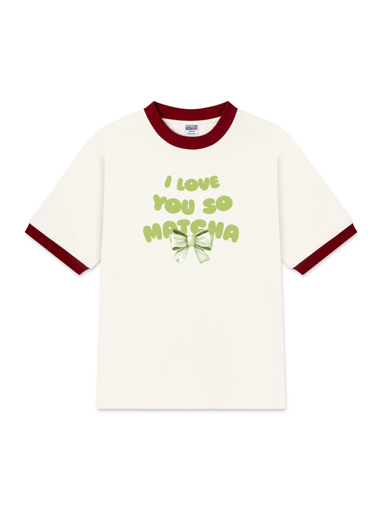 Áo Thun Ringer Relaxed Fit I Love You So Matcha