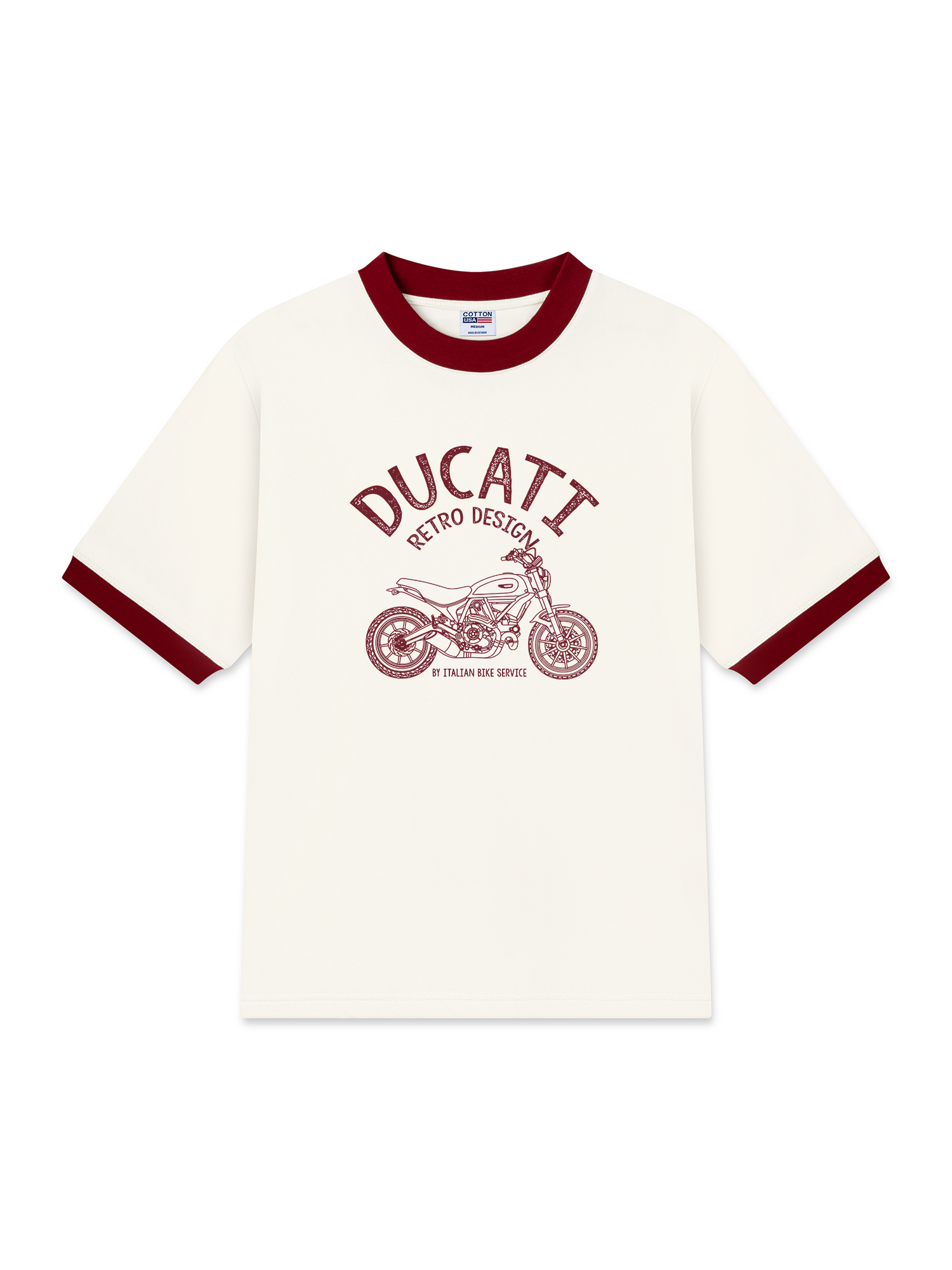 Áo Thun Ringer Relaxed Fit Ducati Vintage Vibes