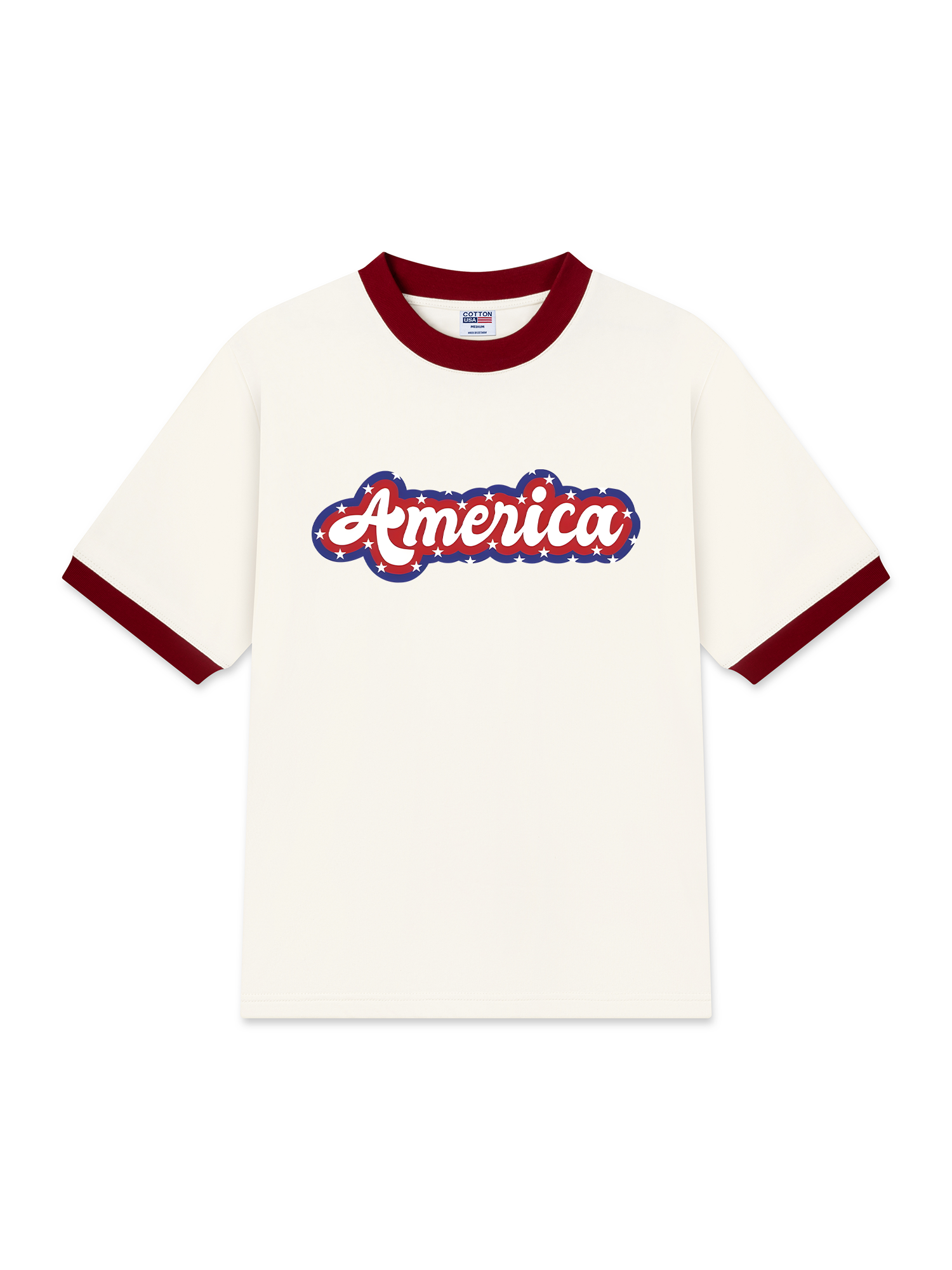 Áo Thun Ringer Relaxed Fit USA Retro Flag America
