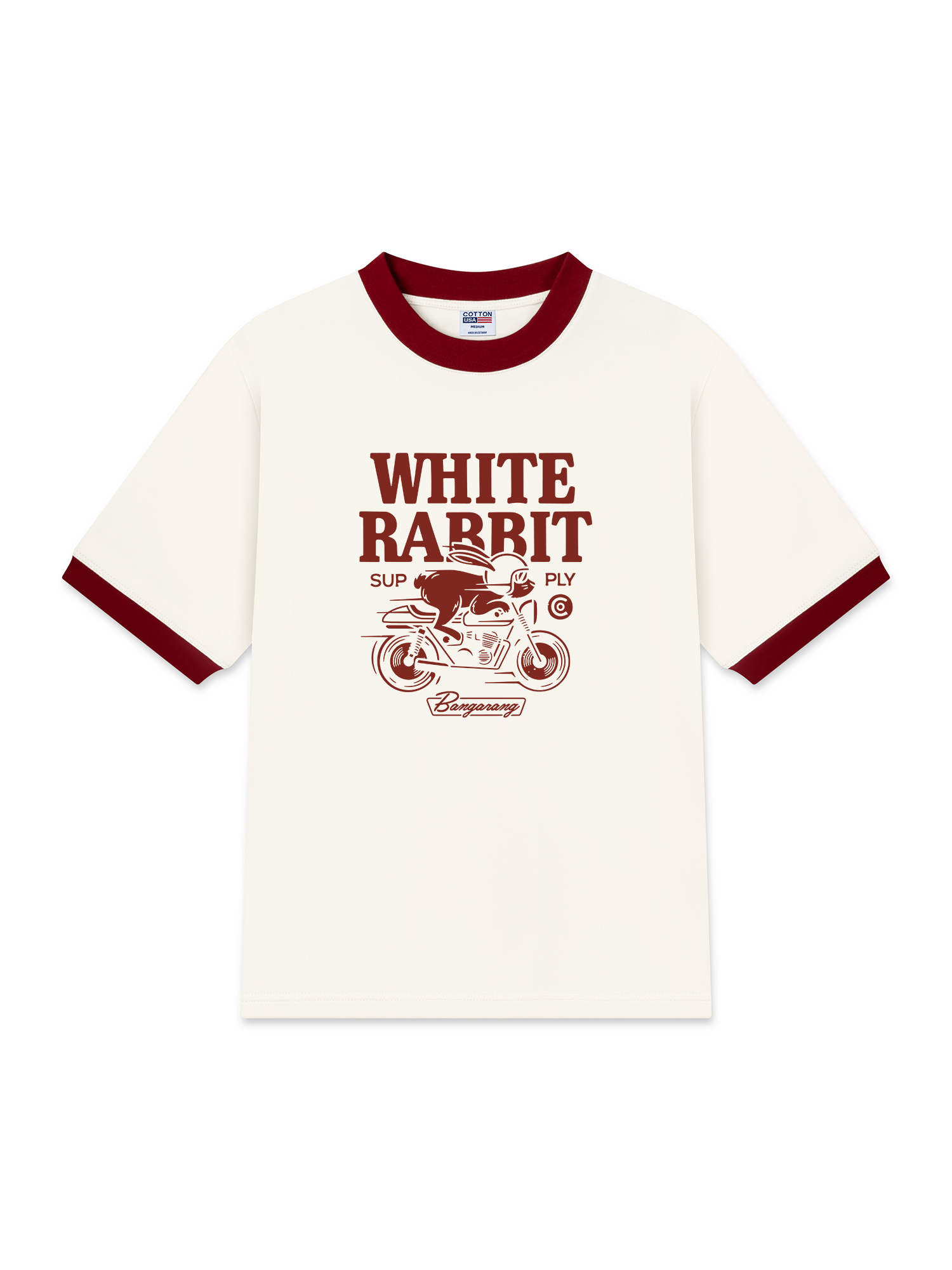 Áo Thun Ringer Relaxed Fit White Rabbit Cycling