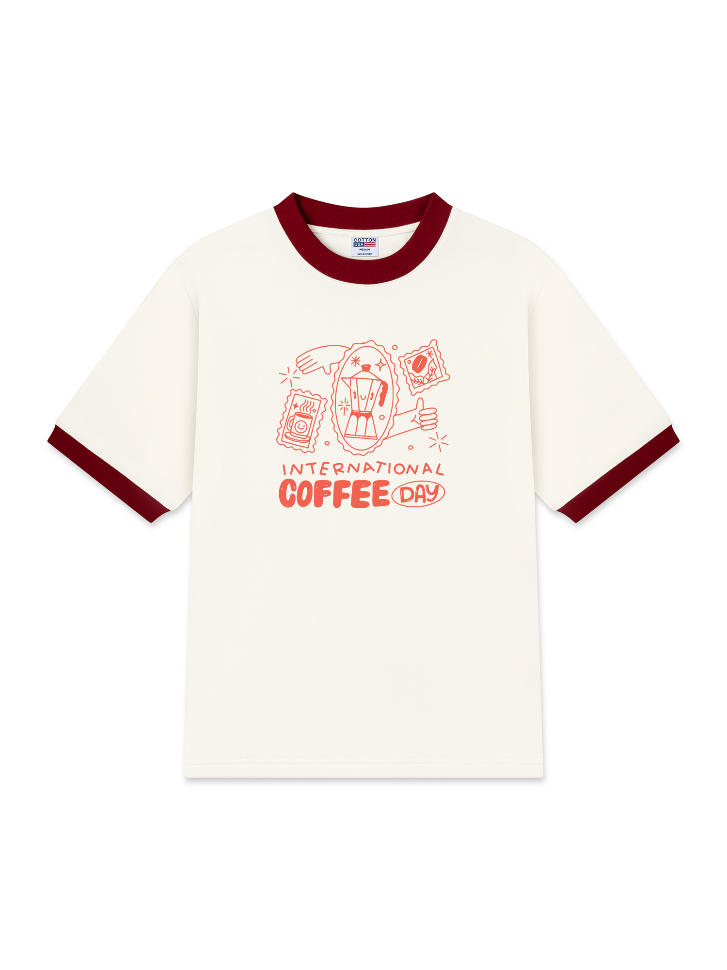 Áo Thun Ringer Relaxed Fit International Coffee Day