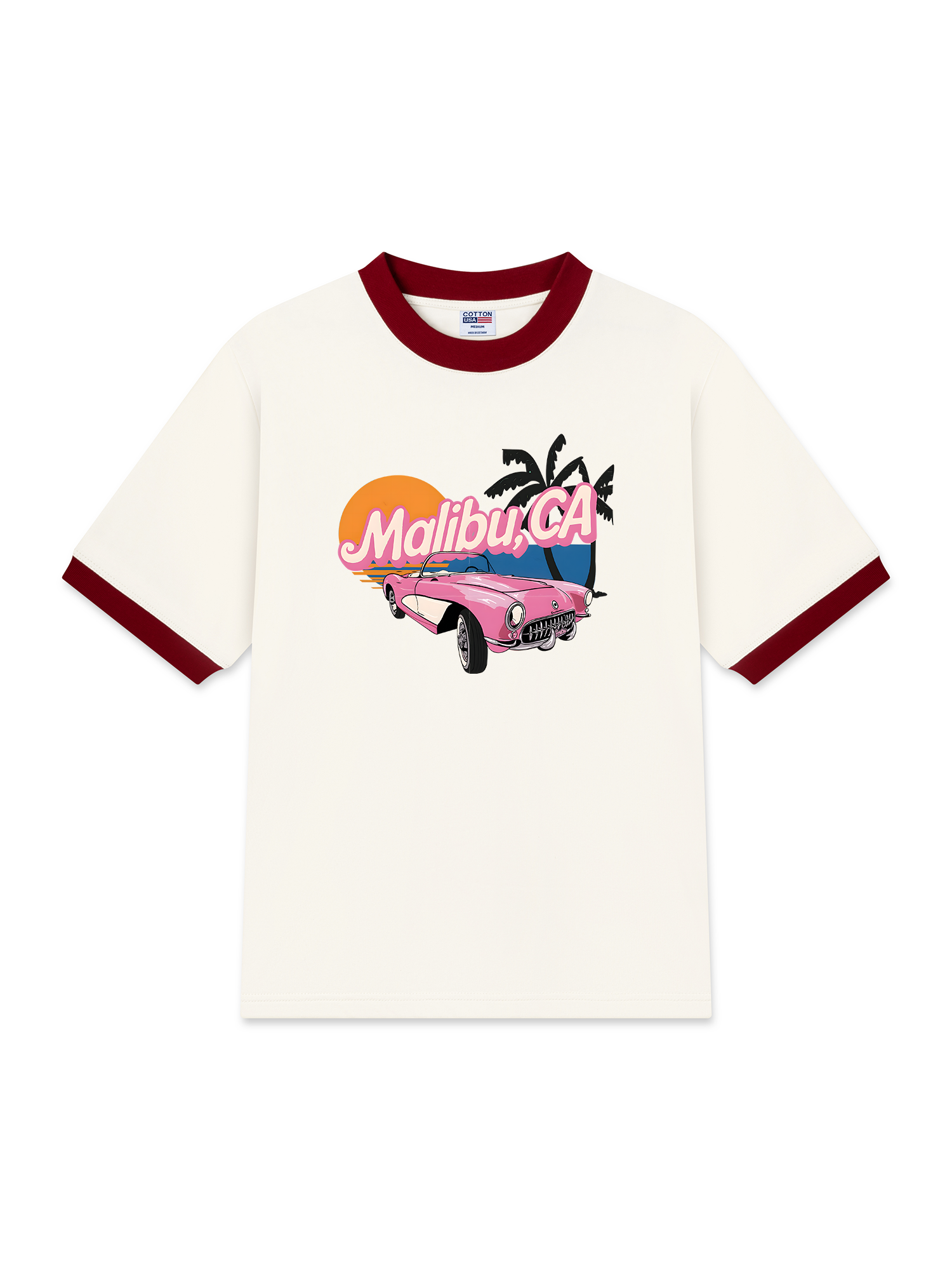 Áo Thun Ringer Relaxed Fit City Malibu Beach