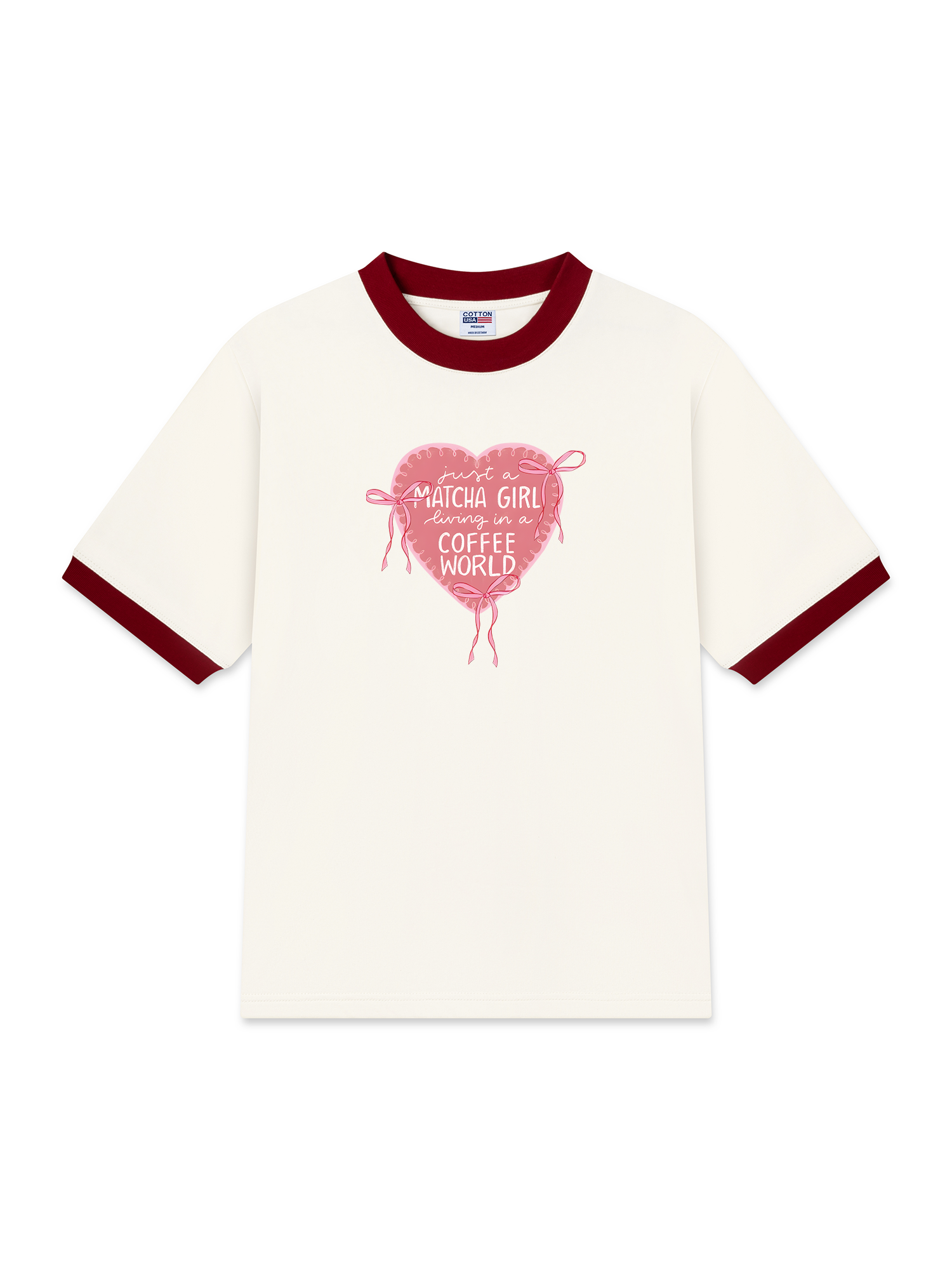 Áo Thun Ringer Relaxed Fit Just A Matcha Girl