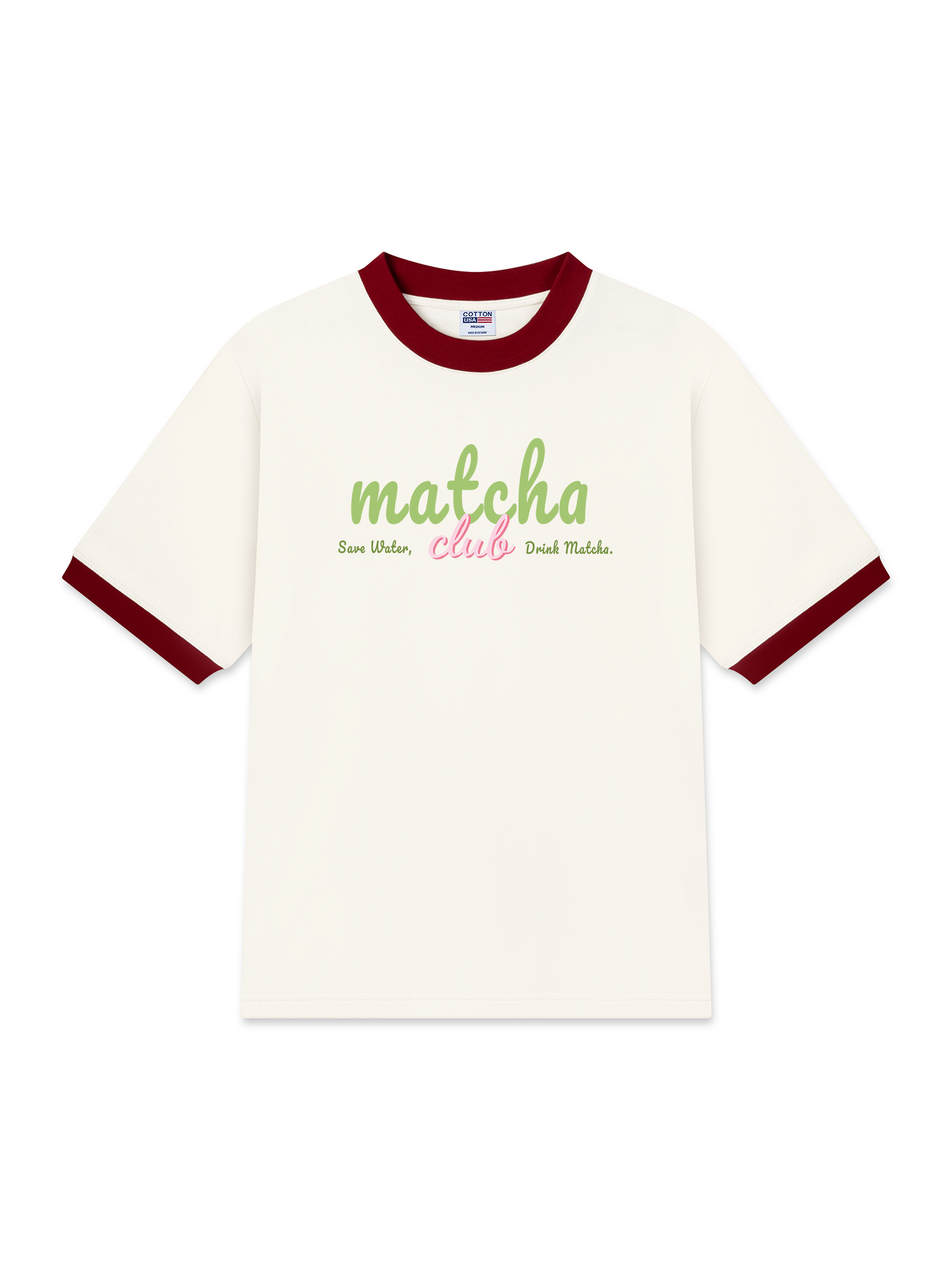 Áo Thun Ringer Relaxed Fit Save Water, Drink Matcha