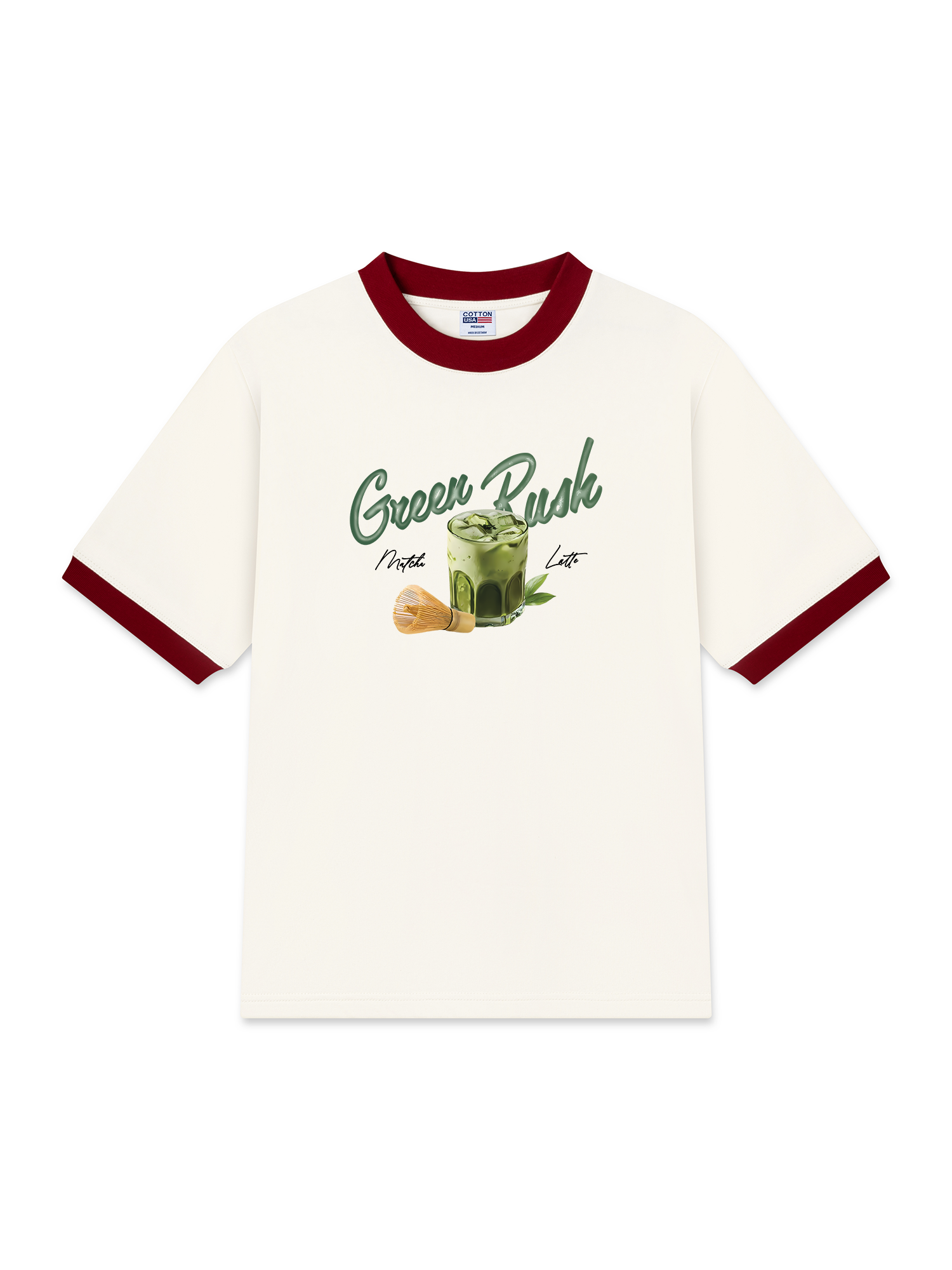 Áo Thun Ringer Relaxed Fit Daily Cup Green Rush