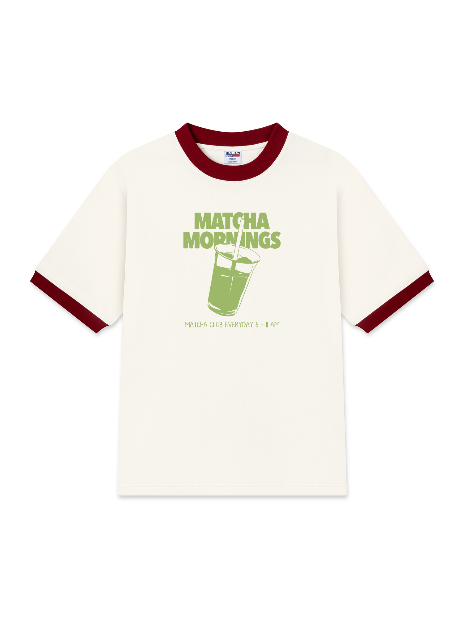 Áo Thun Ringer Relaxed Fit Matcha Mornings