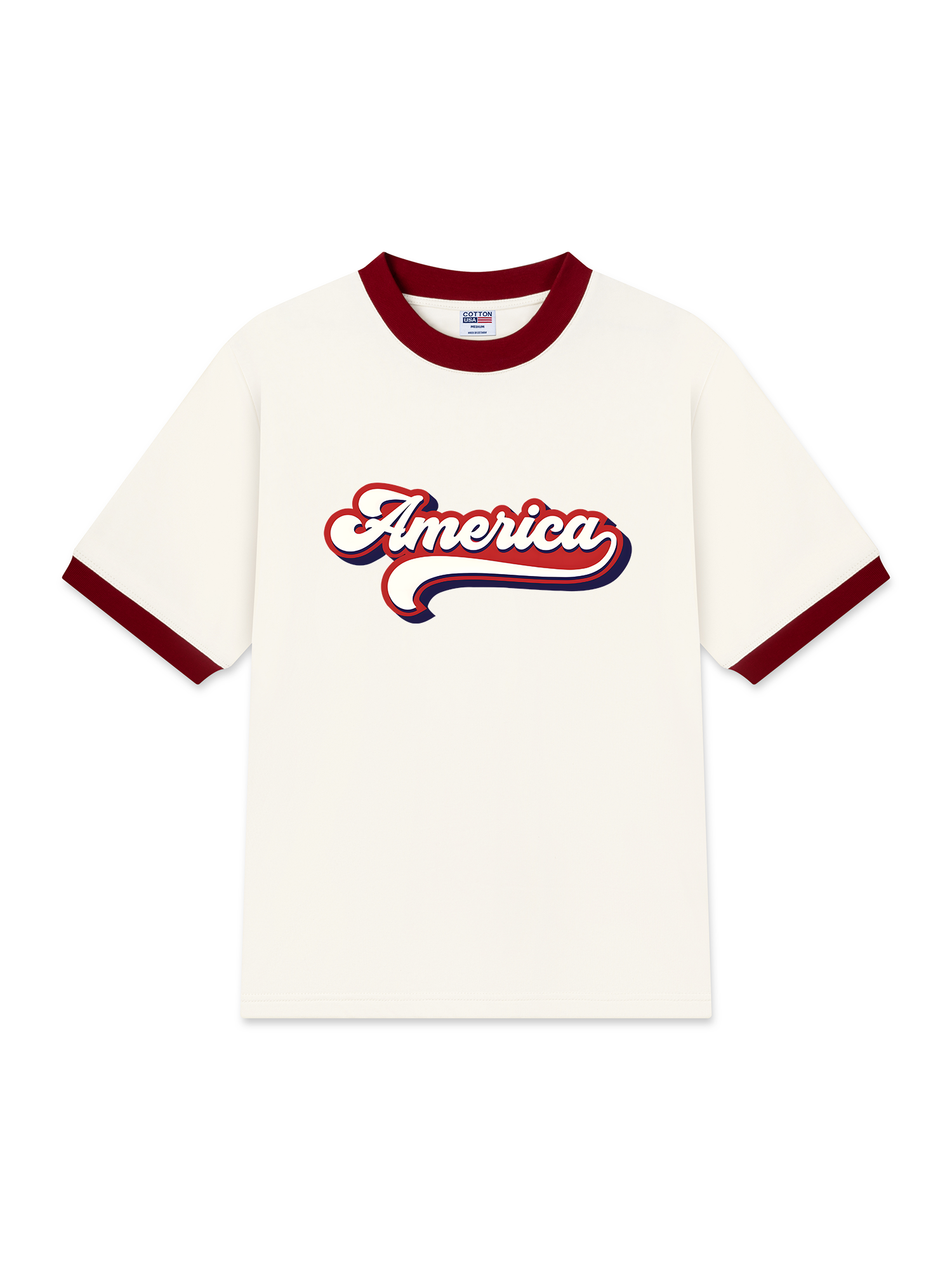 Áo Thun Ringer Relaxed Fit USA Vintage America