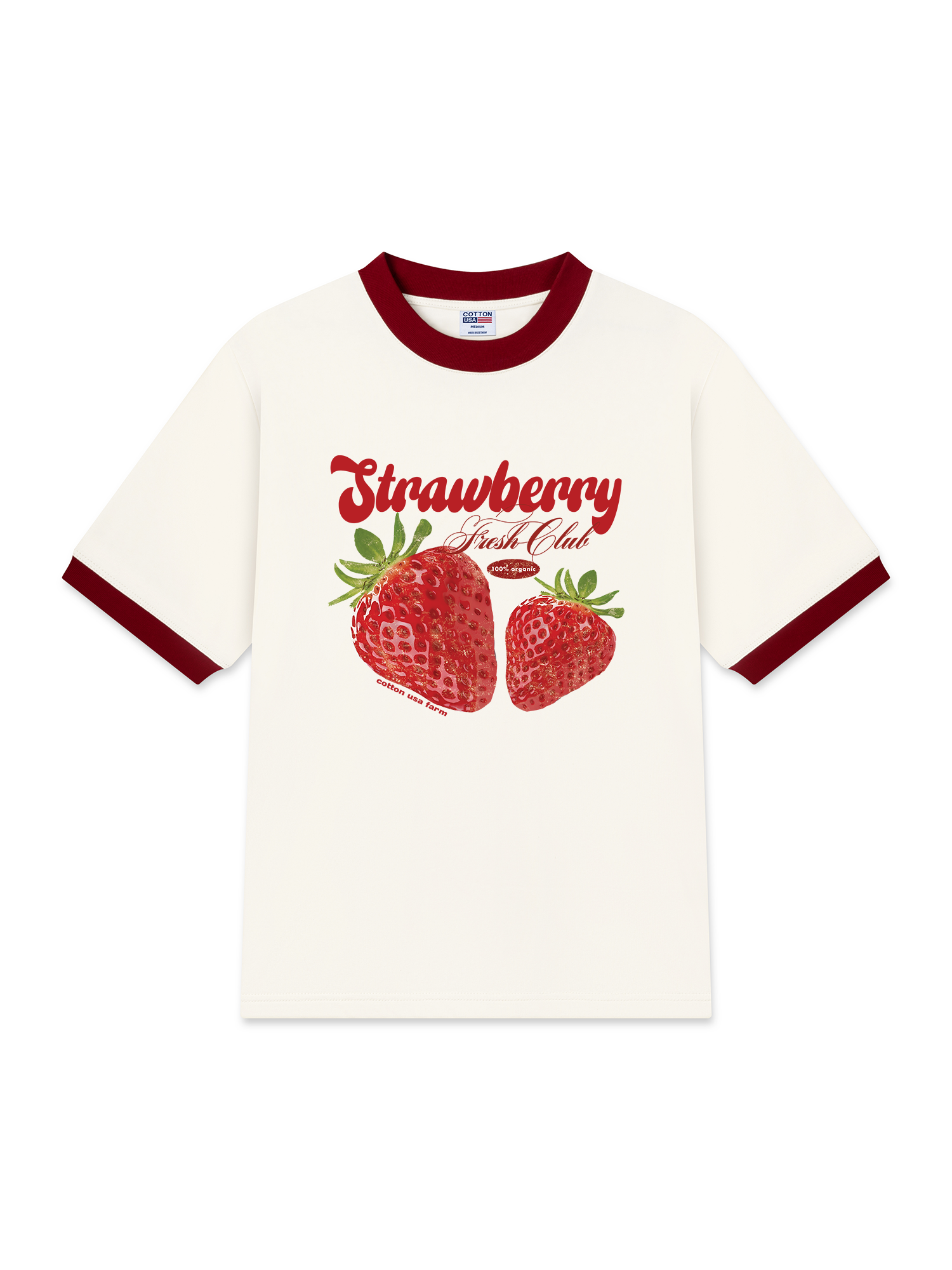 Áo Thun Ringer Relaxed Fit Tropical Strawberry Fresh Club