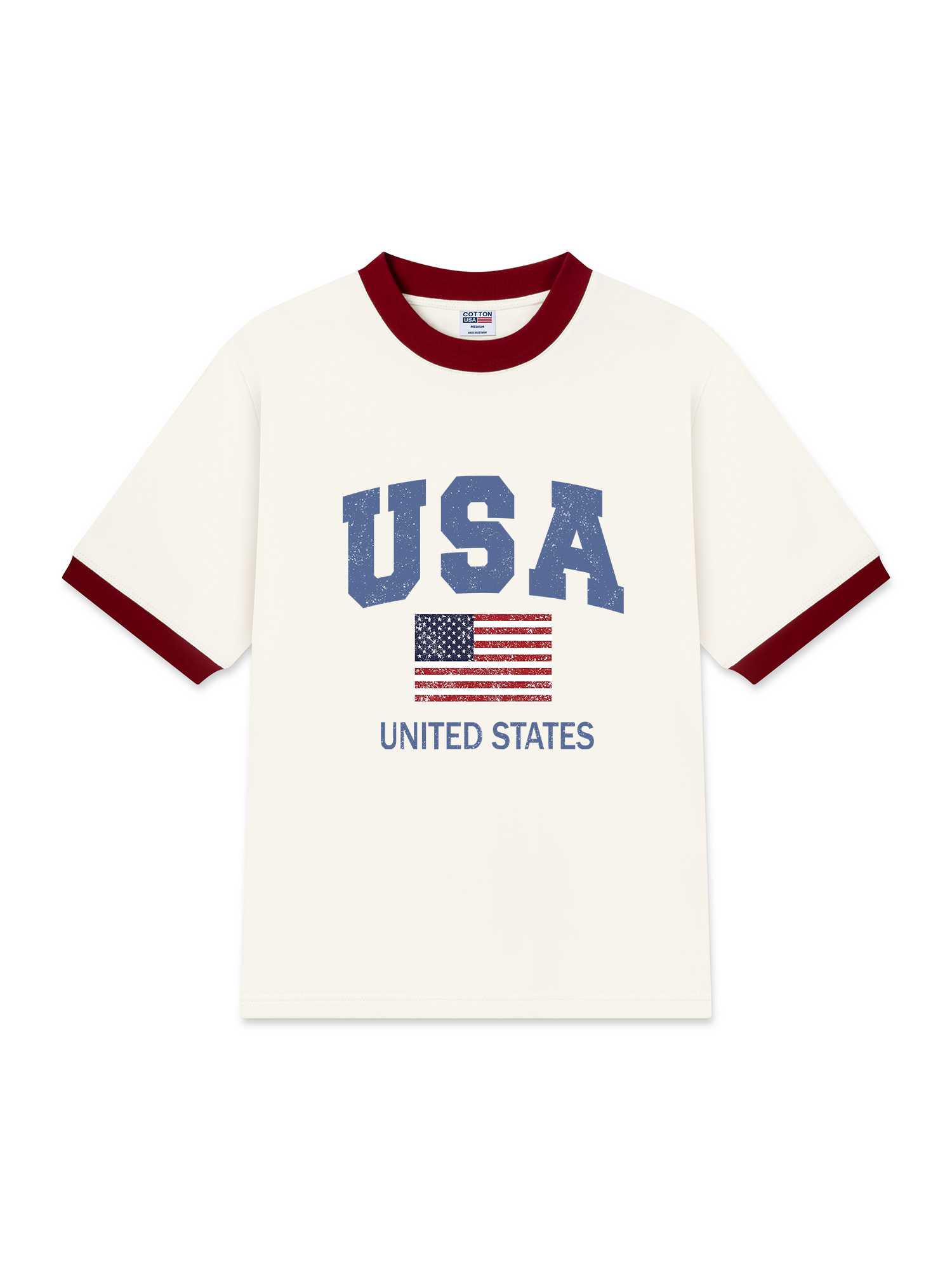 Áo Thun Ringer Relaxed Fit USA Vintage United State
