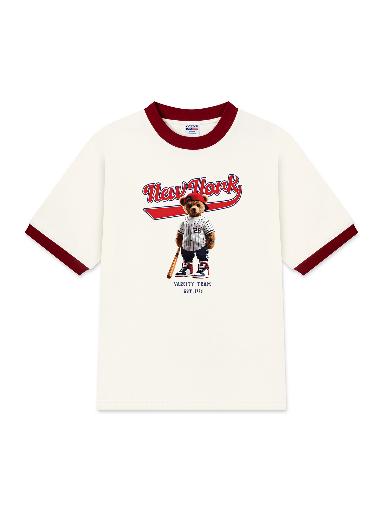 Áo Thun Ringer Relaxed Fit Baseball New York Teddy