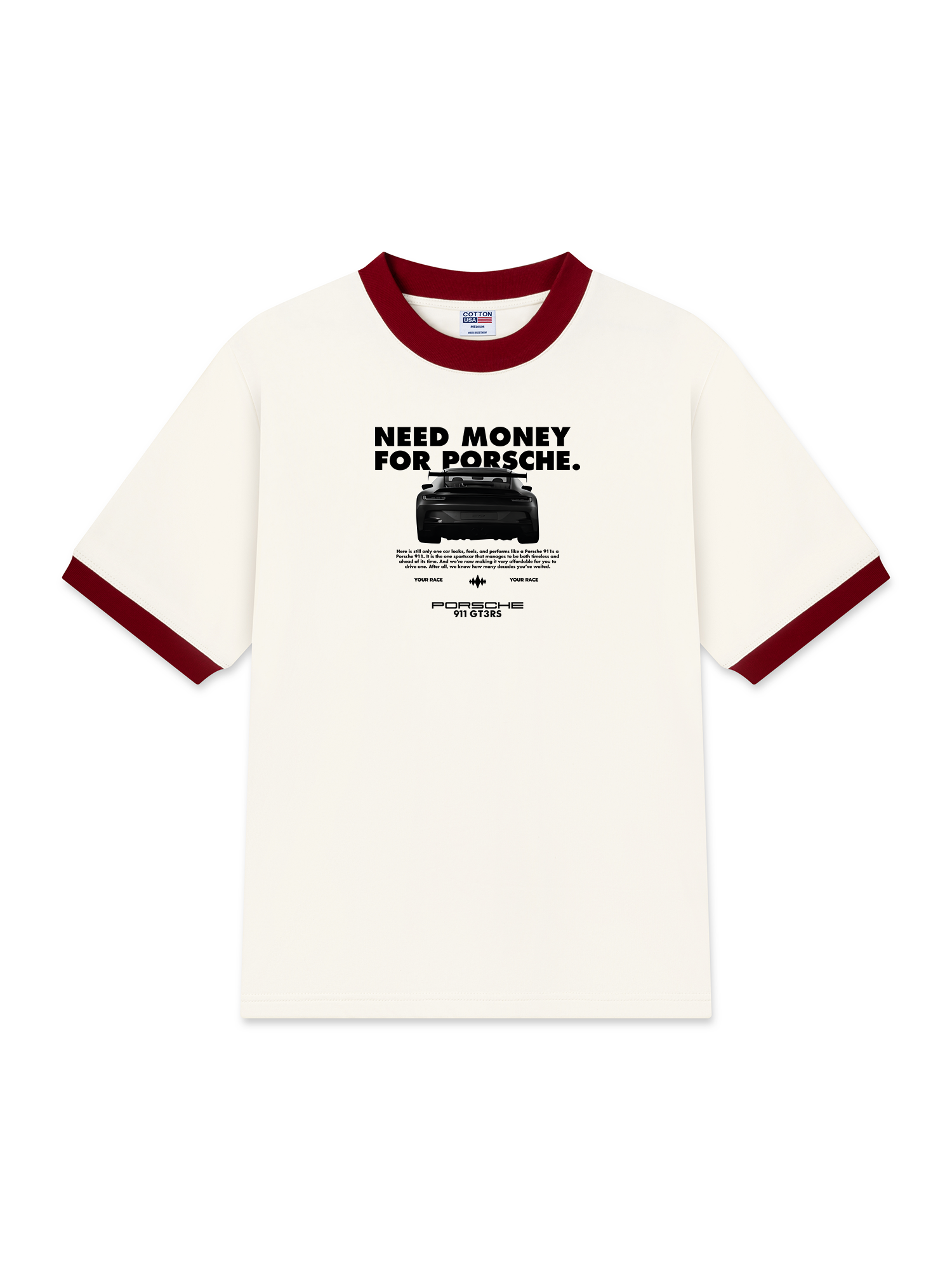 Áo Thun Ringer Relaxed Fit Porsche All Black 911 GT3RS