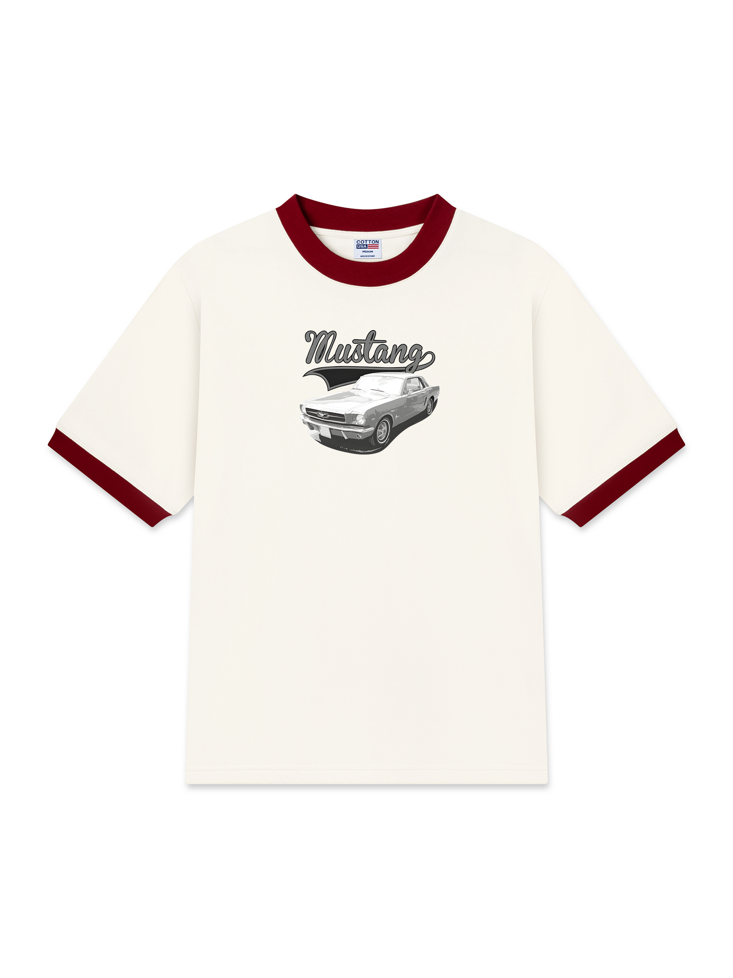 Áo Thun Ringer Relaxed Fit Mustang Vintage Black & White