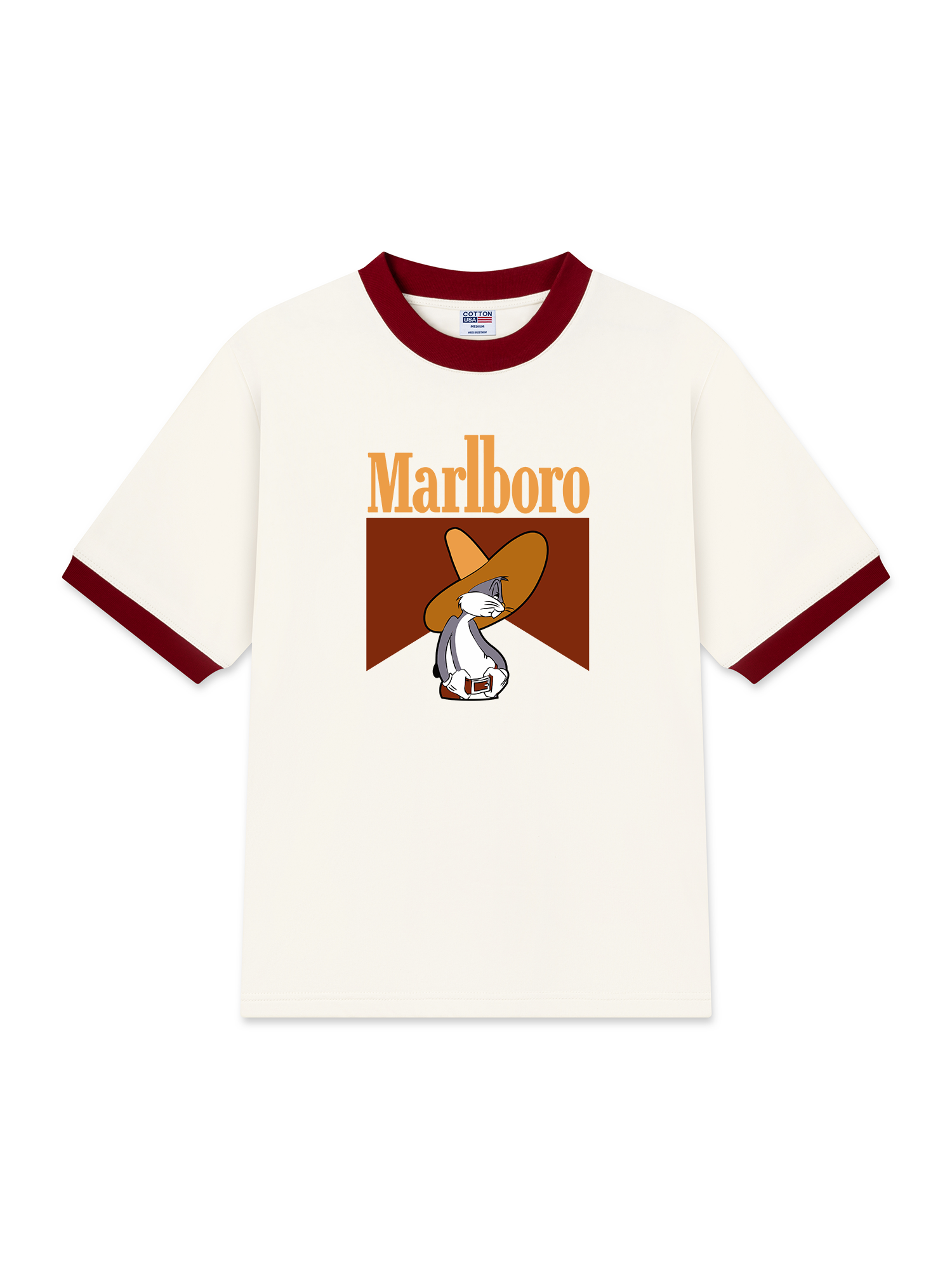 Áo Thun Ringer Relaxed Fit Marlboro Bug Bunny Cowboy