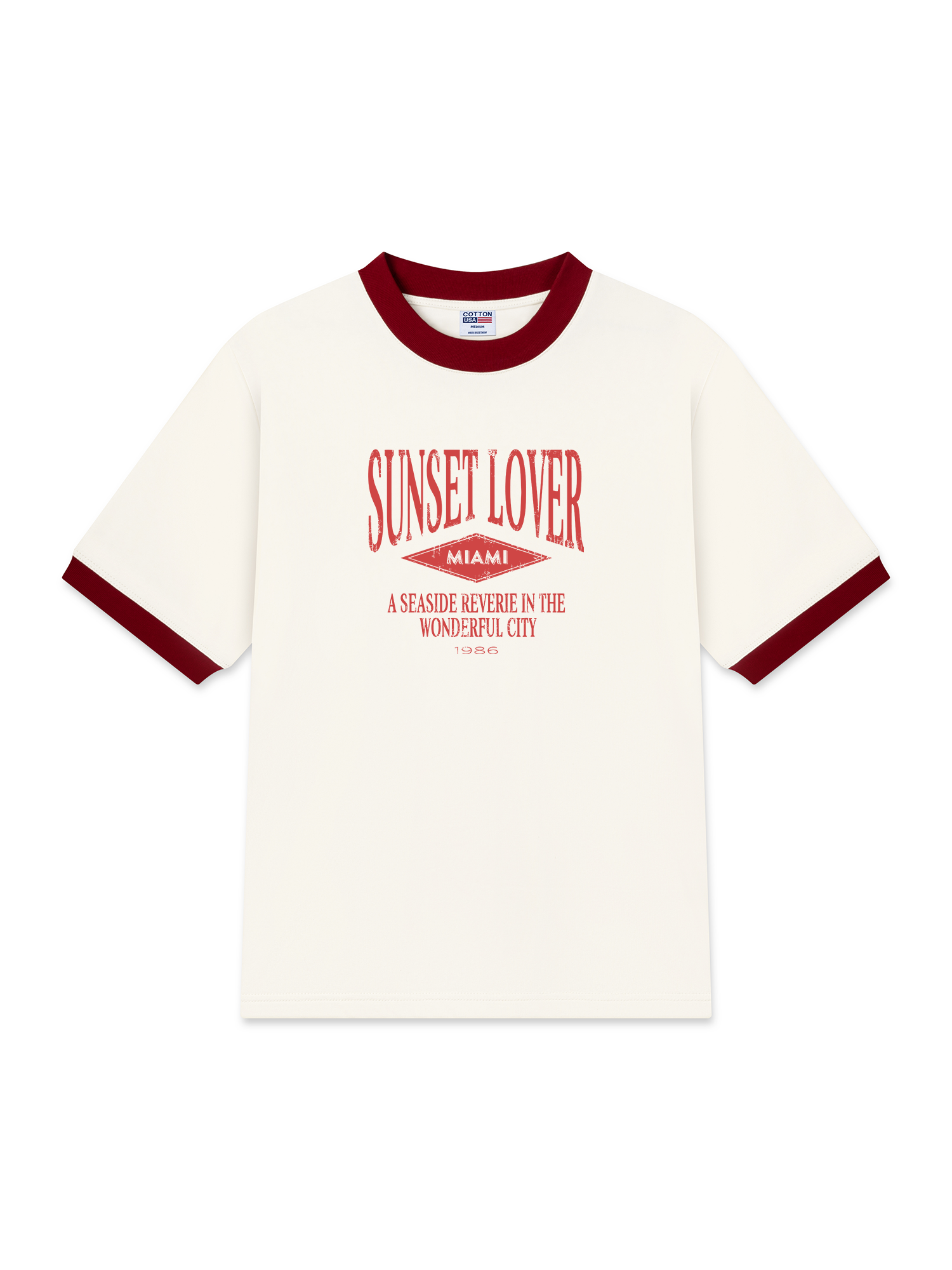 Áo Thun Ringer Relaxed Fit City Sunset Lover Miami