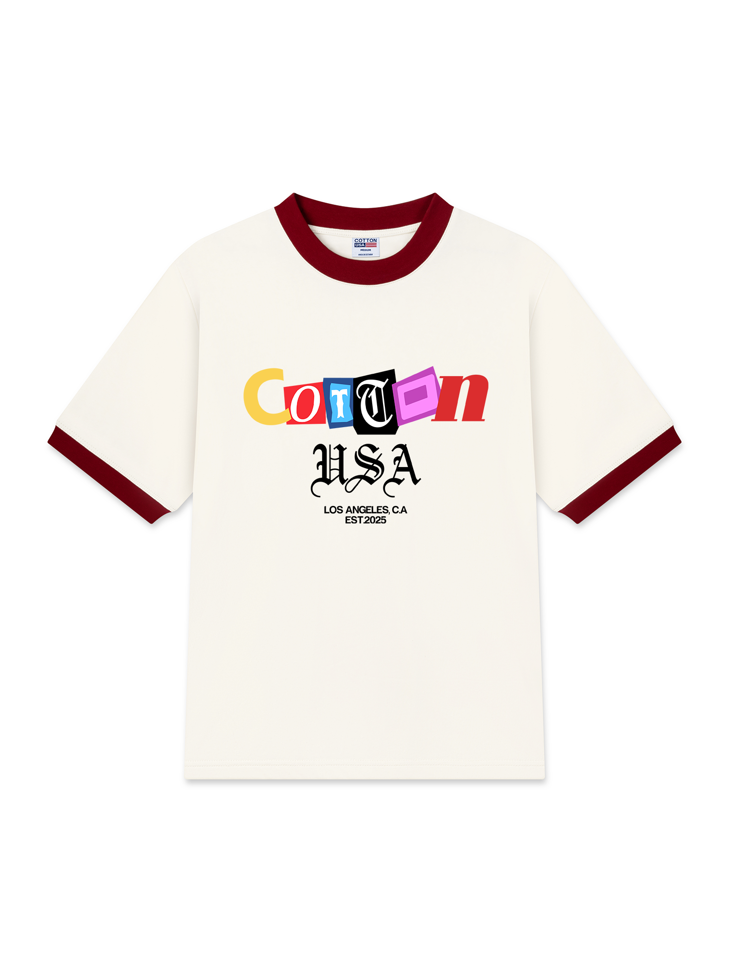 Áo Thun Ringer Relaxed Fit USA Paper Cut