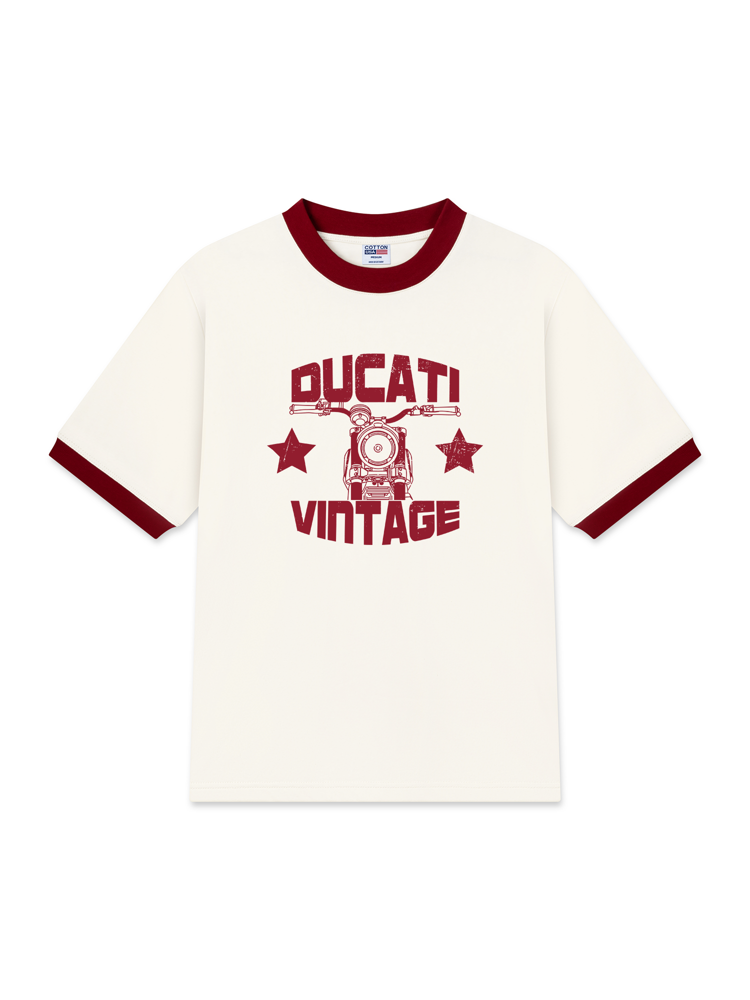 Áo Thun Ringer Cotton Cao Cấp Relaxed Fit Ducati Vintage
