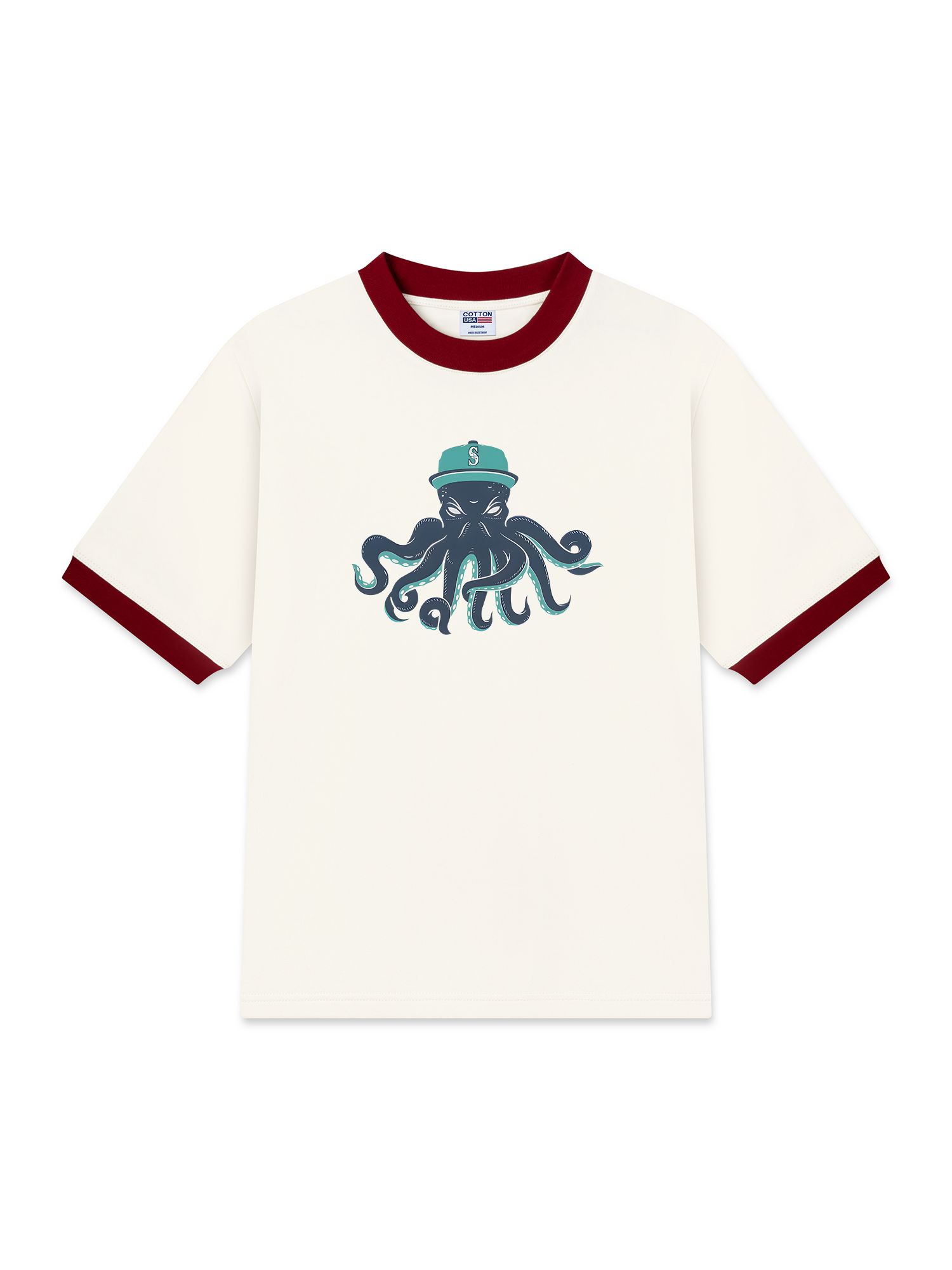Áo Thun Ringer Relaxed Fit Baseball Green Octopus