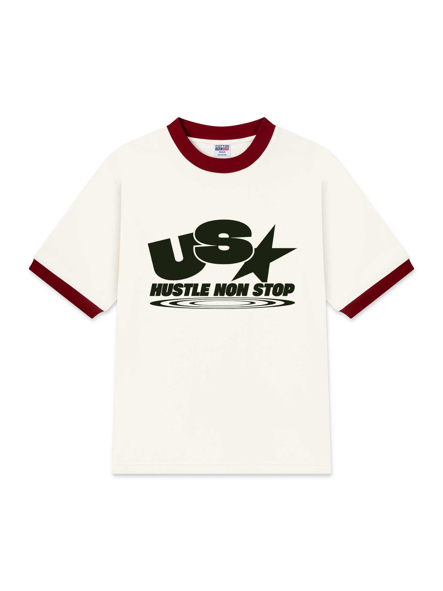 Áo Thun Ringer Relaxed Fit USA Hustle Non Stop