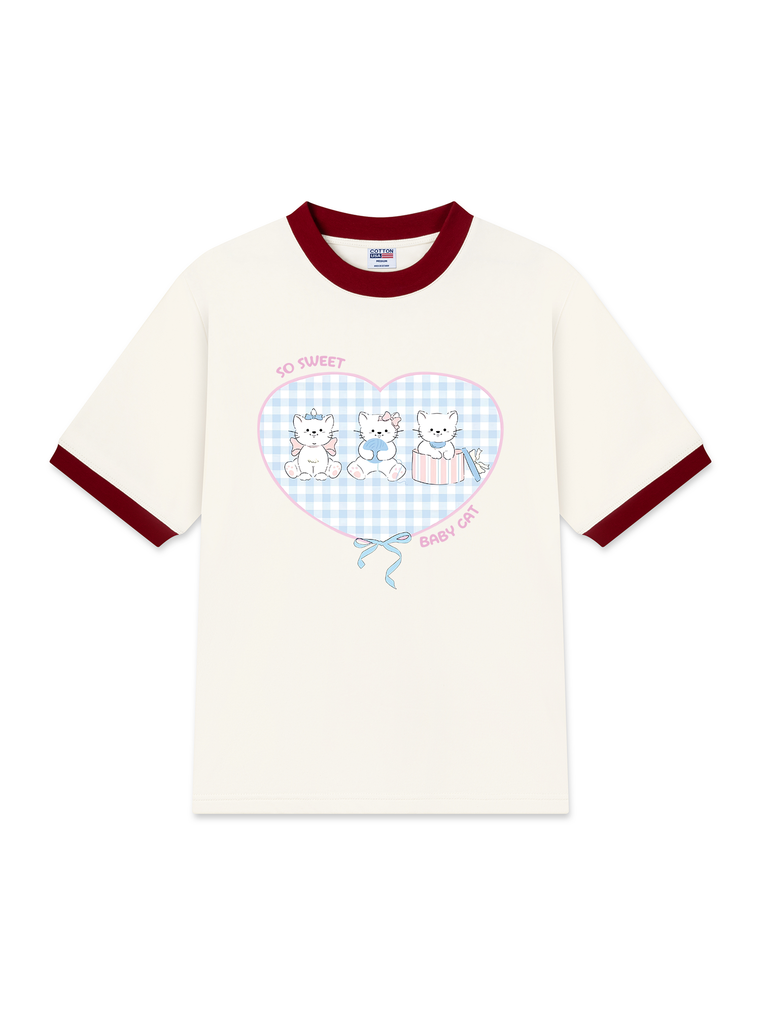 Áo Thun Ringer Relaxed Fit So Sweet Baby Cat