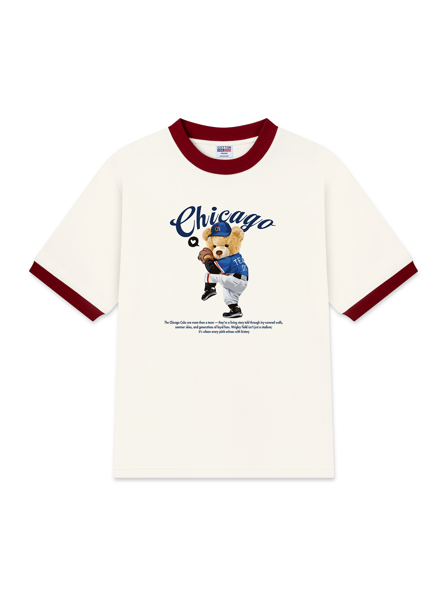 Áo Thun Ringer Relaxed Fit Baseball Chicago Cubs