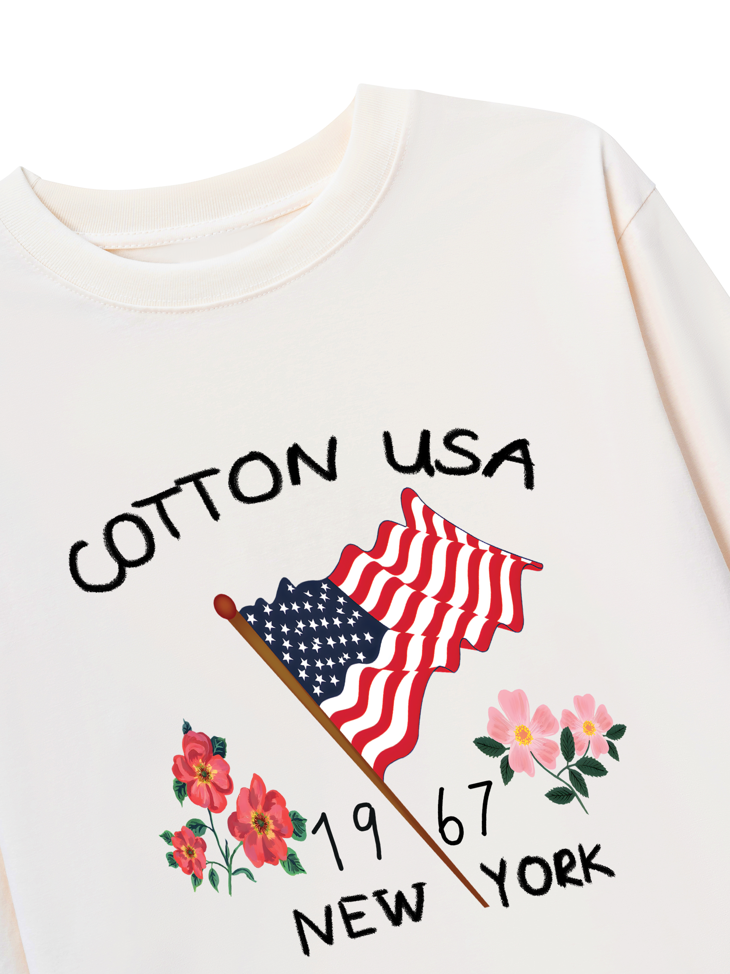 Áo Thun Dài Tay USA Floral Cotton Usa