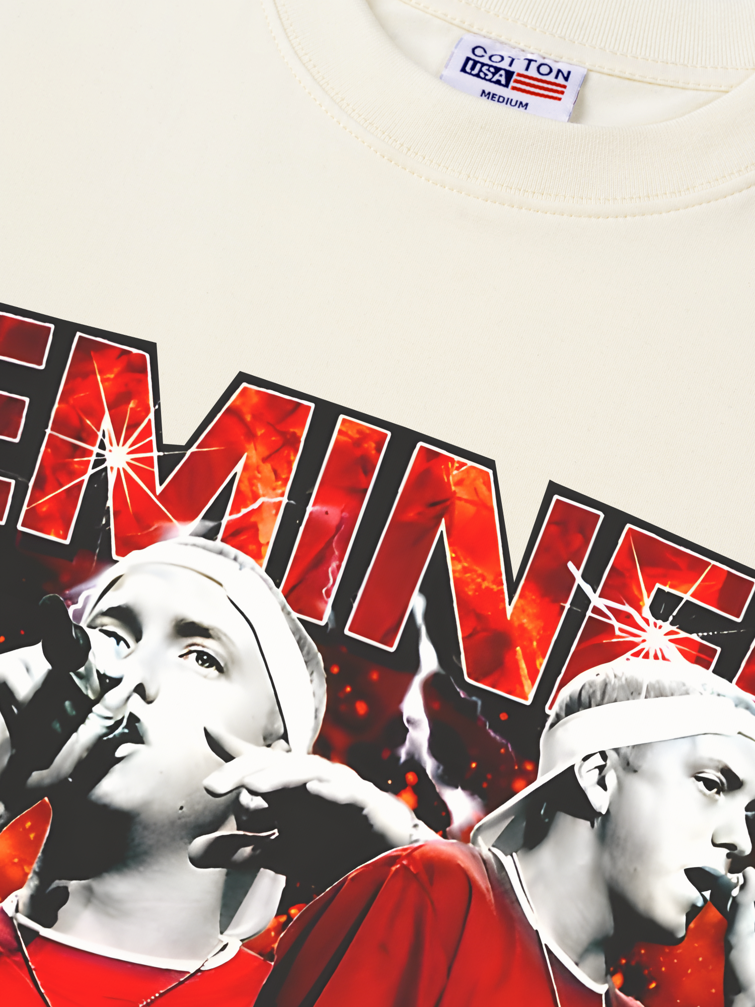 Áo Thun Relaxed Fit Rapper Eminem Red Flames