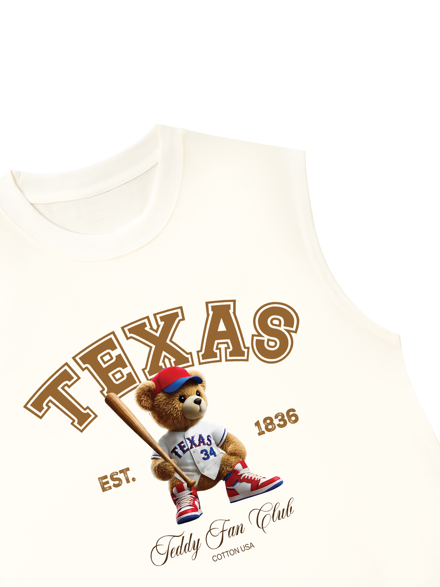 Áo Ba Lỗ Relaxed Fit Baseball Texas Teddy Fan Club